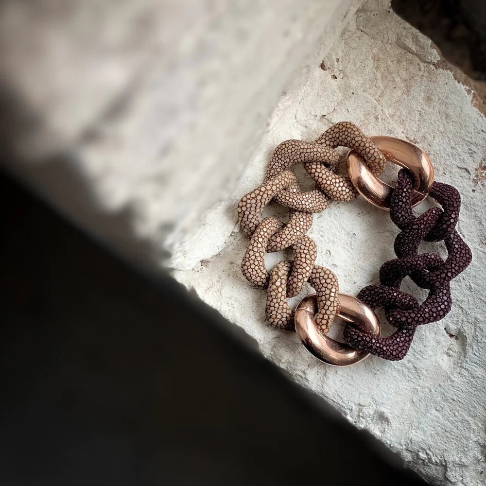 Mixed brown galuchat bracelet