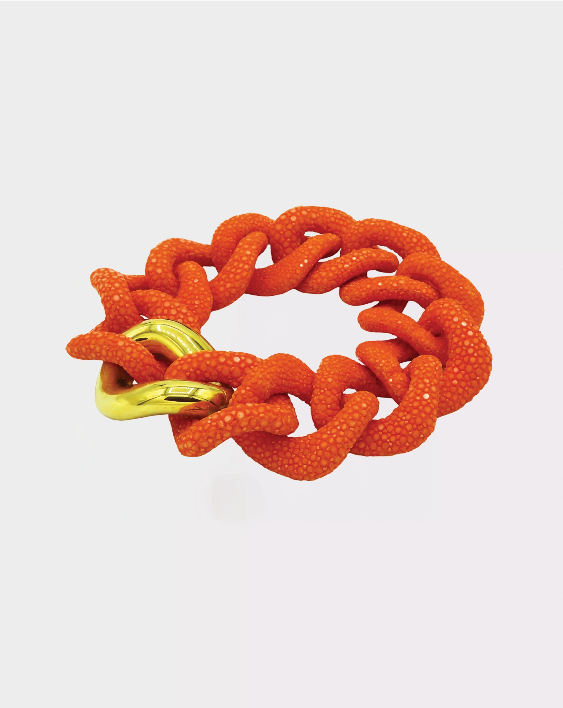 Galuchat - Bright Orange - Gold plated