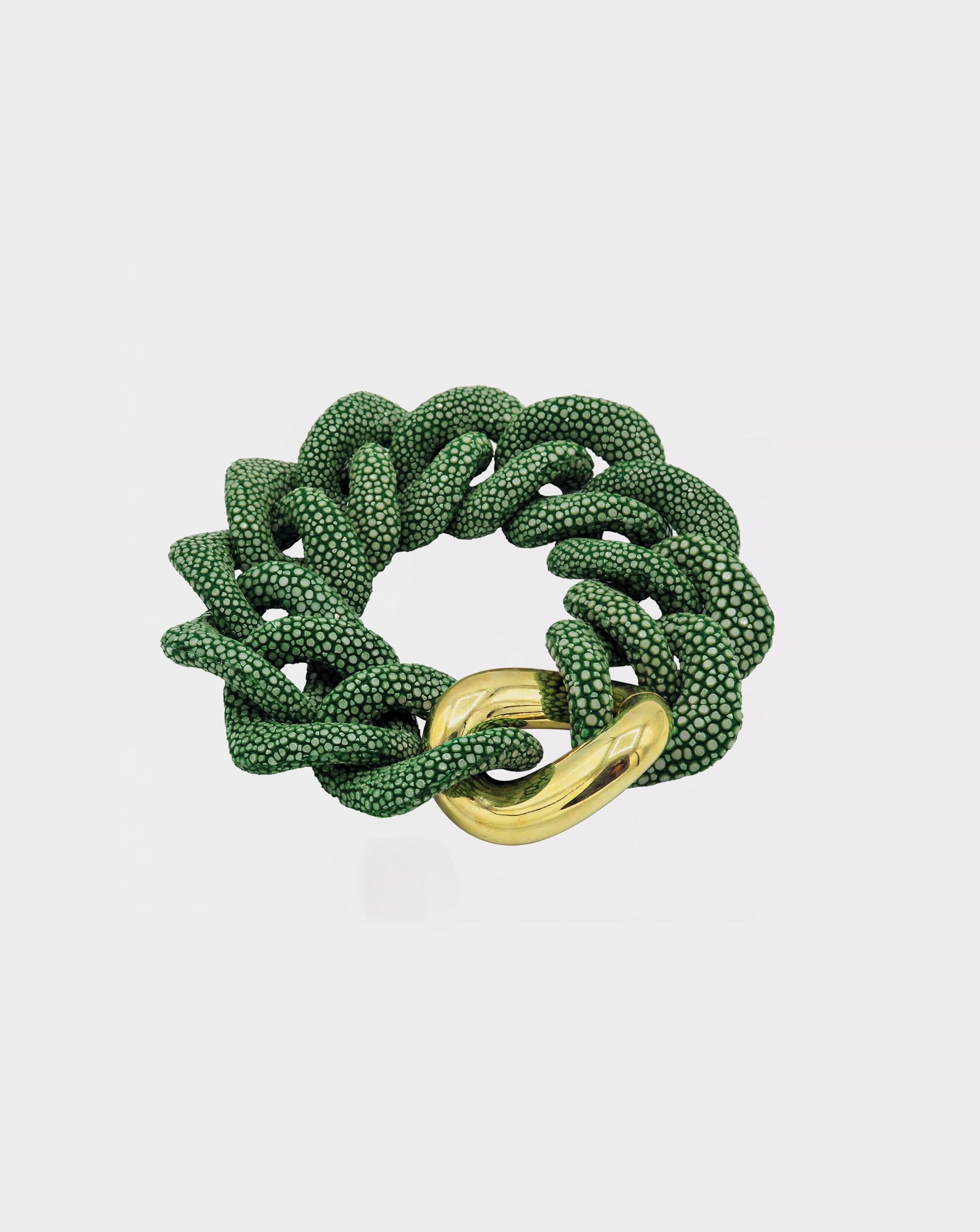 Galuchat - Deep green - Gold plated