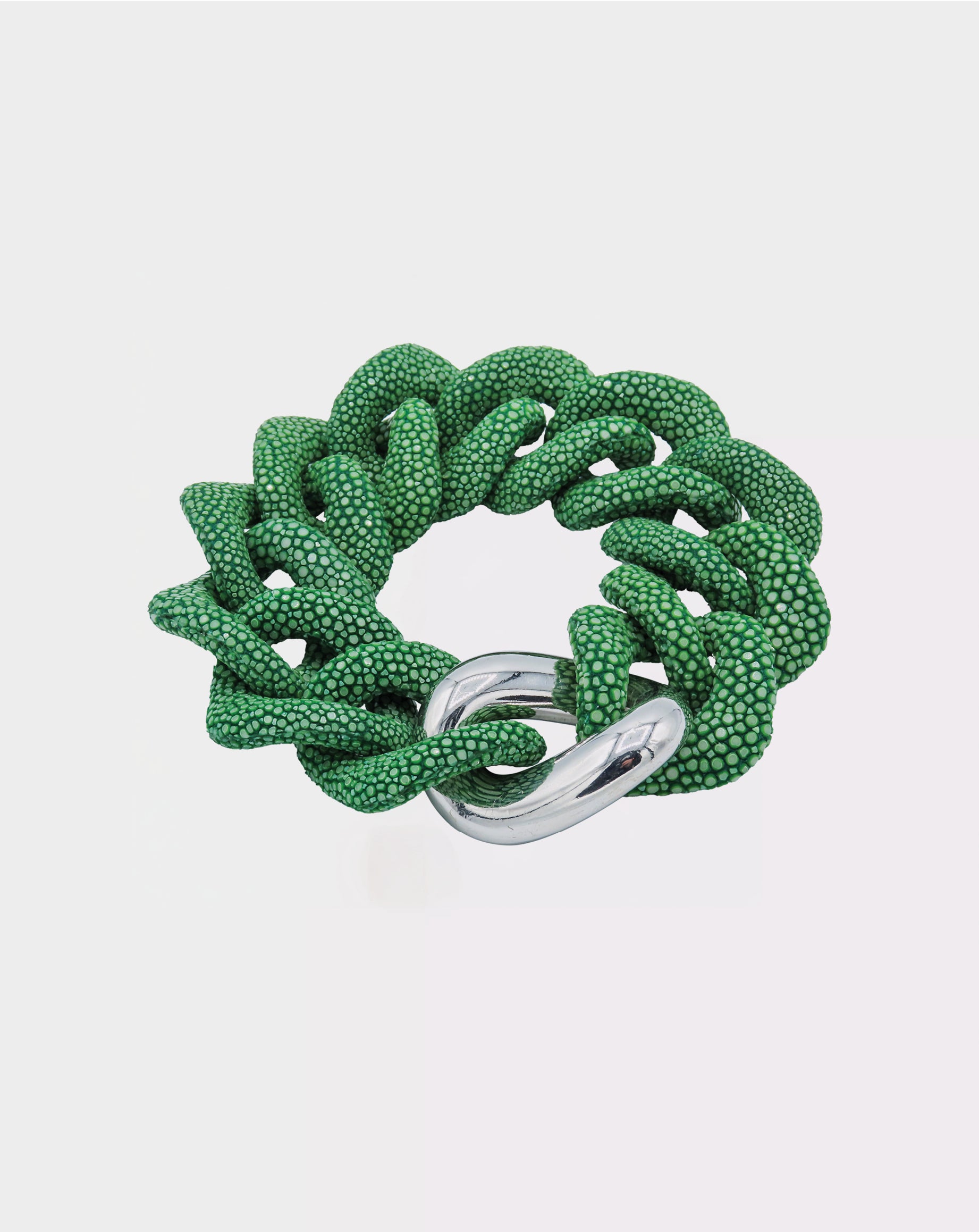 Galuchat - Jade green - Gold plated