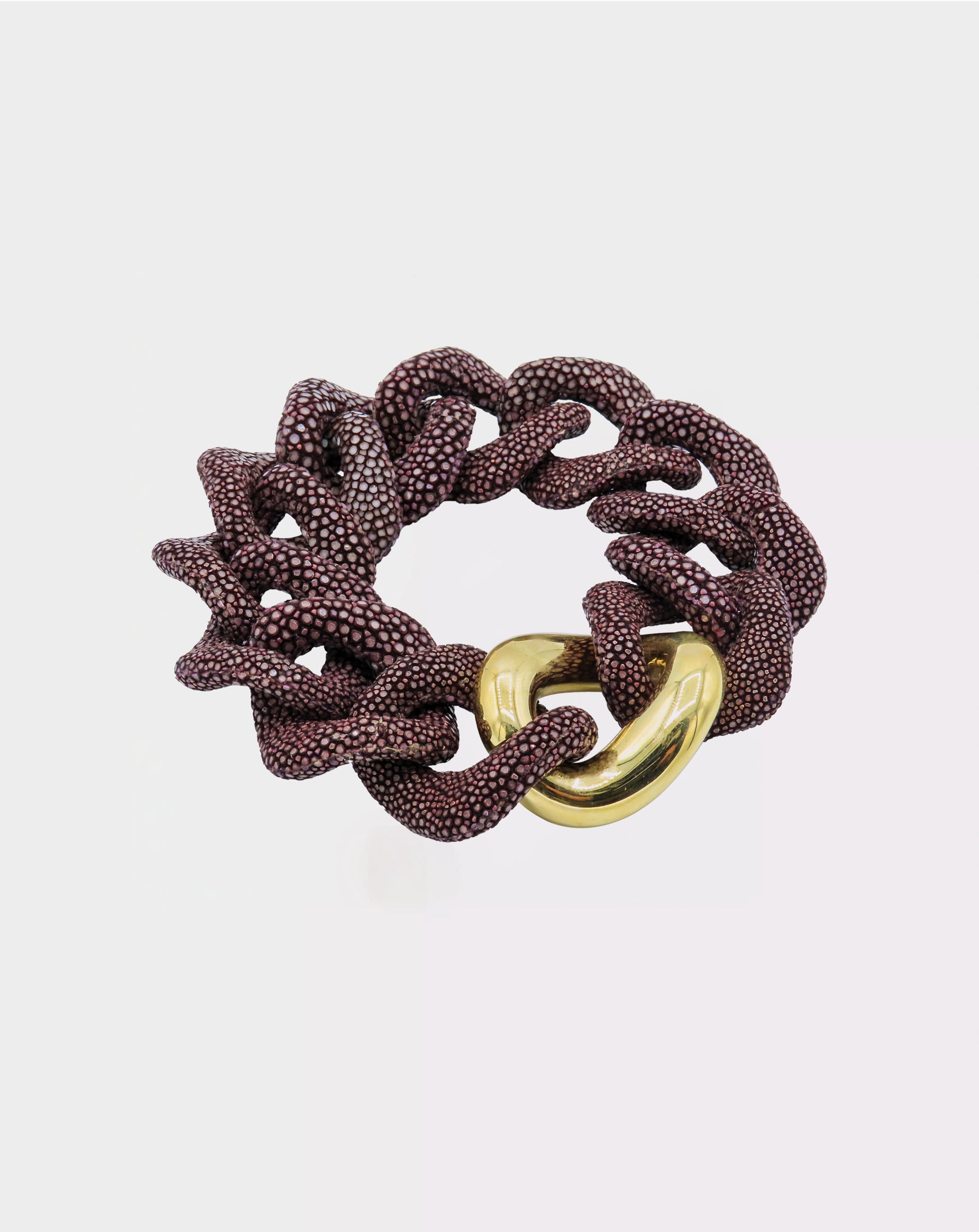 Galuchat - Plum - Gold plated