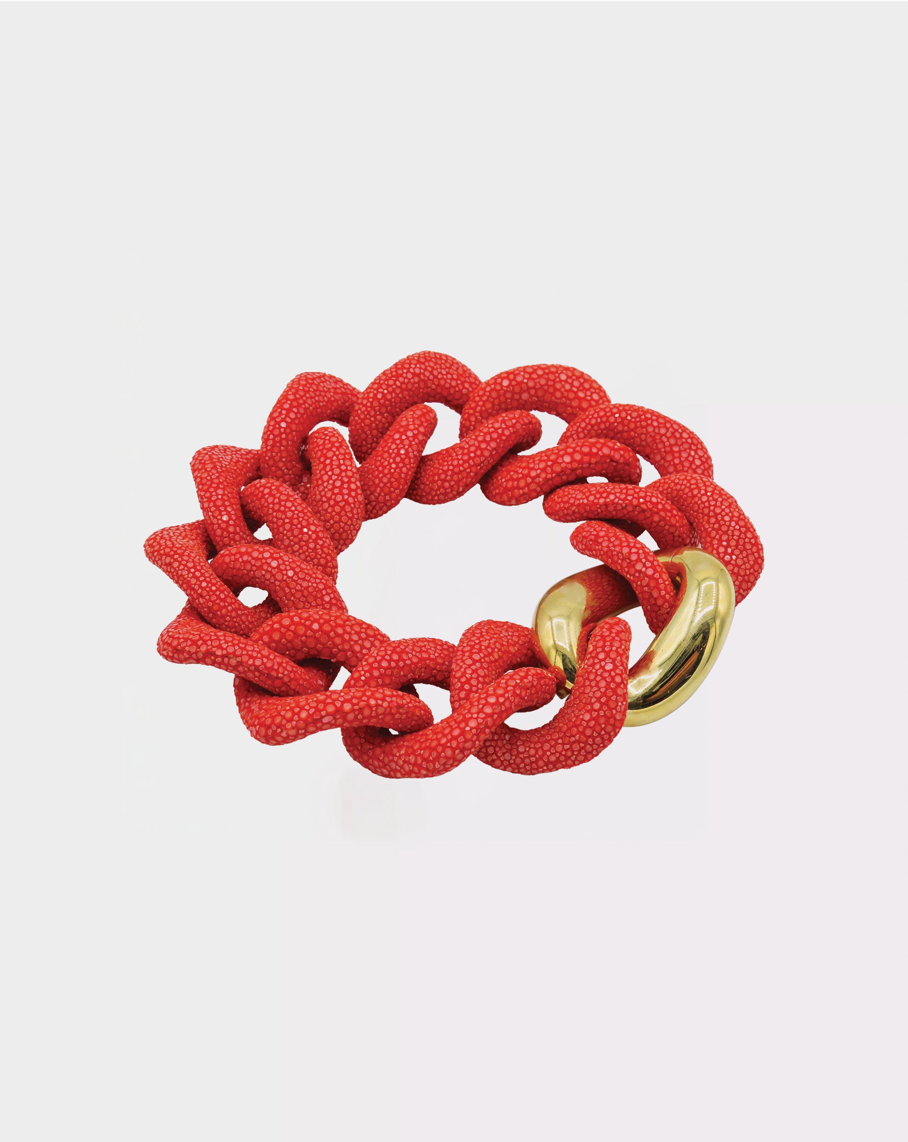 Galuchat - Chilli red - Gold plated