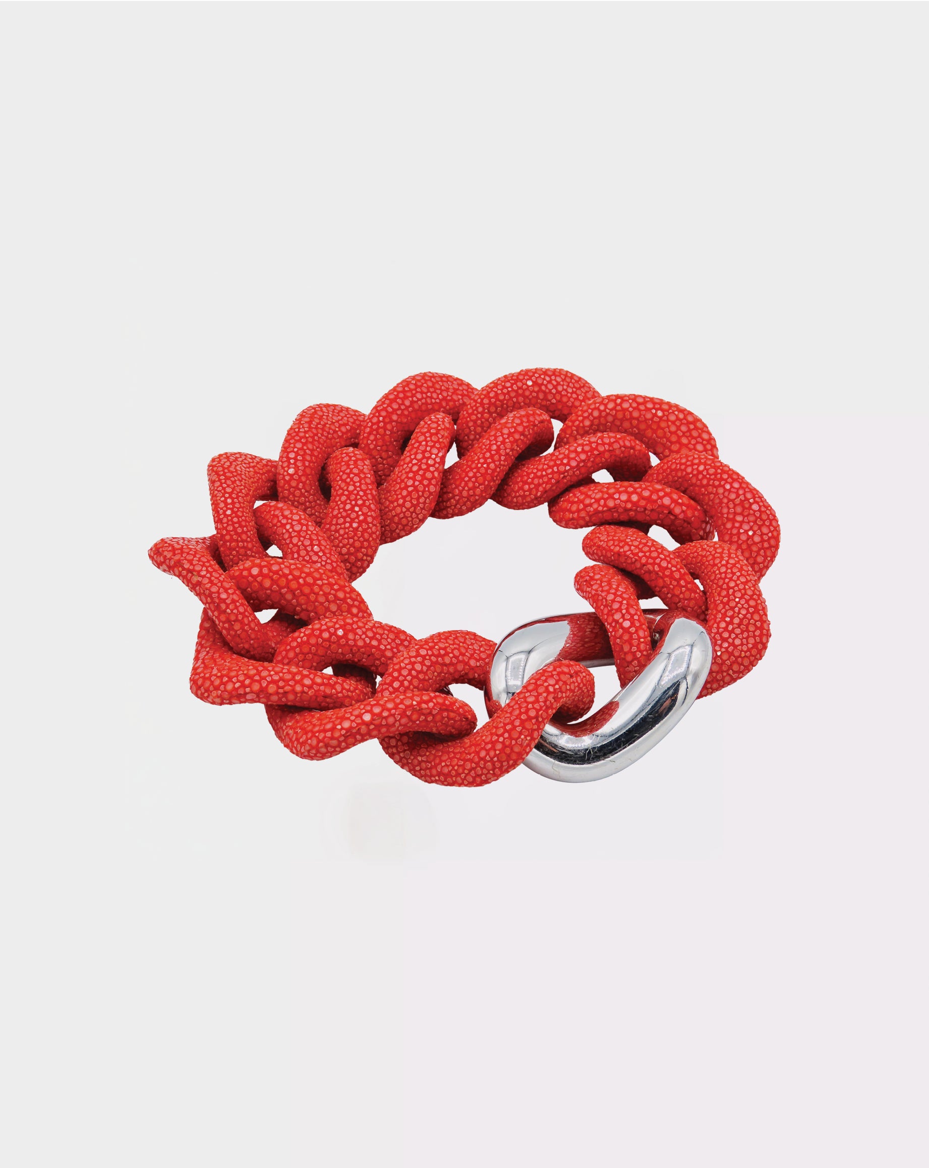 Galuchat - Chilli red - Gold plated
