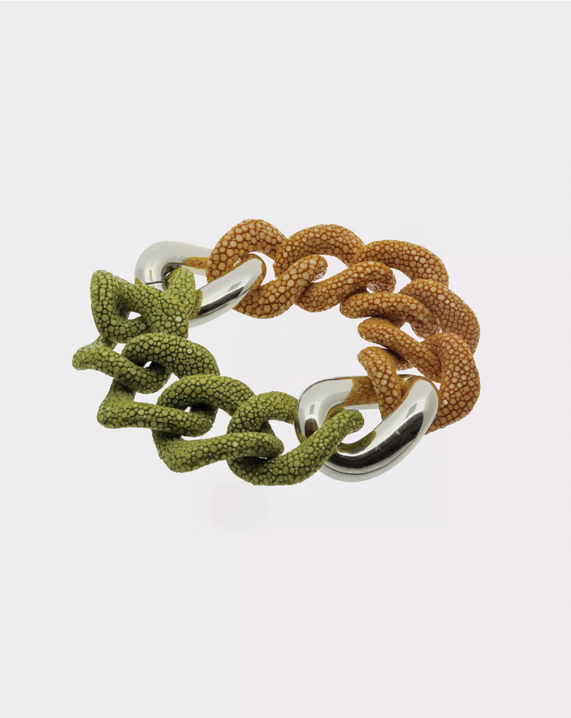 Galuchat kiwi/caramel - Gold plated