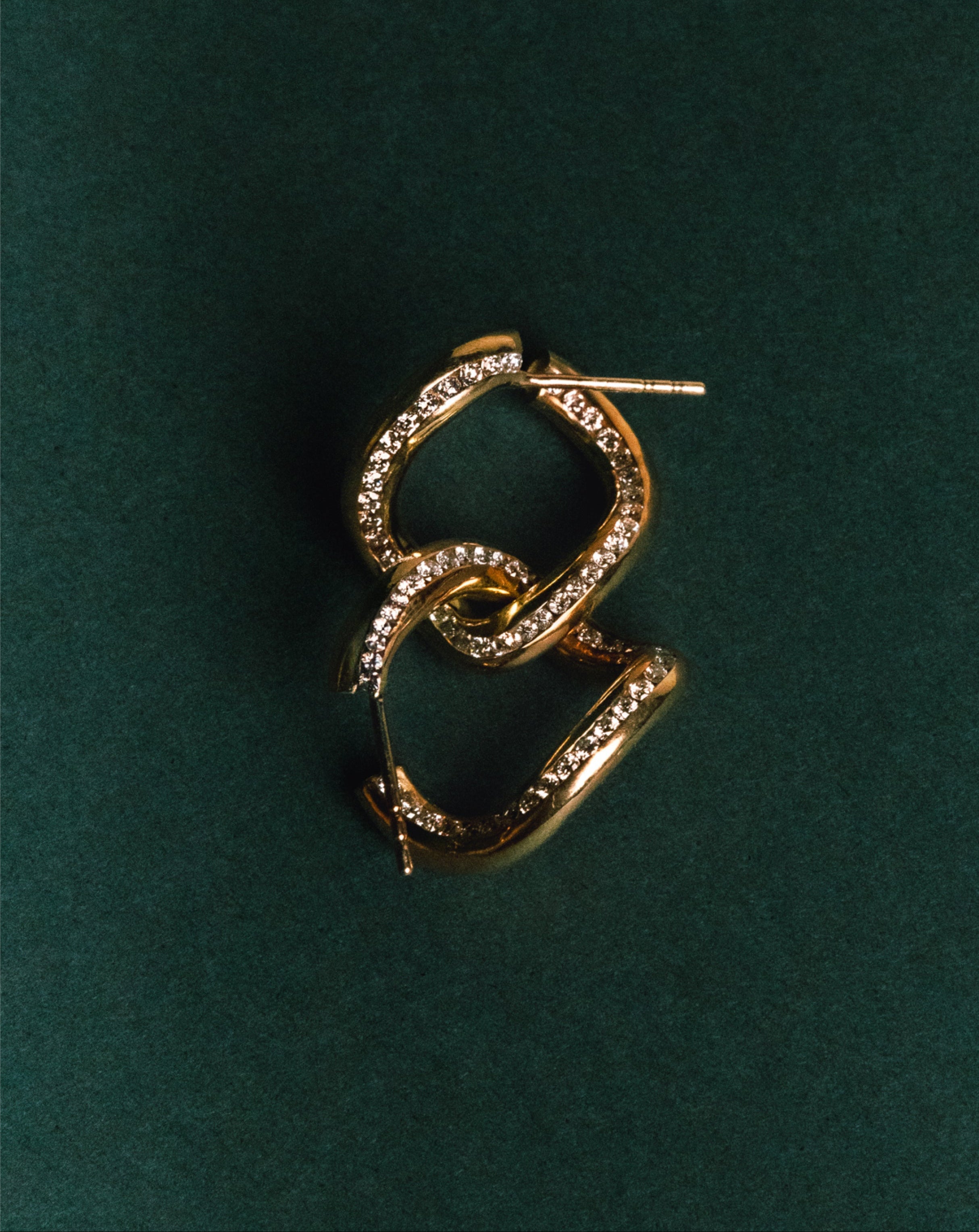 18K Gold chainlink Earrings with 0,68ct diamonds - Open