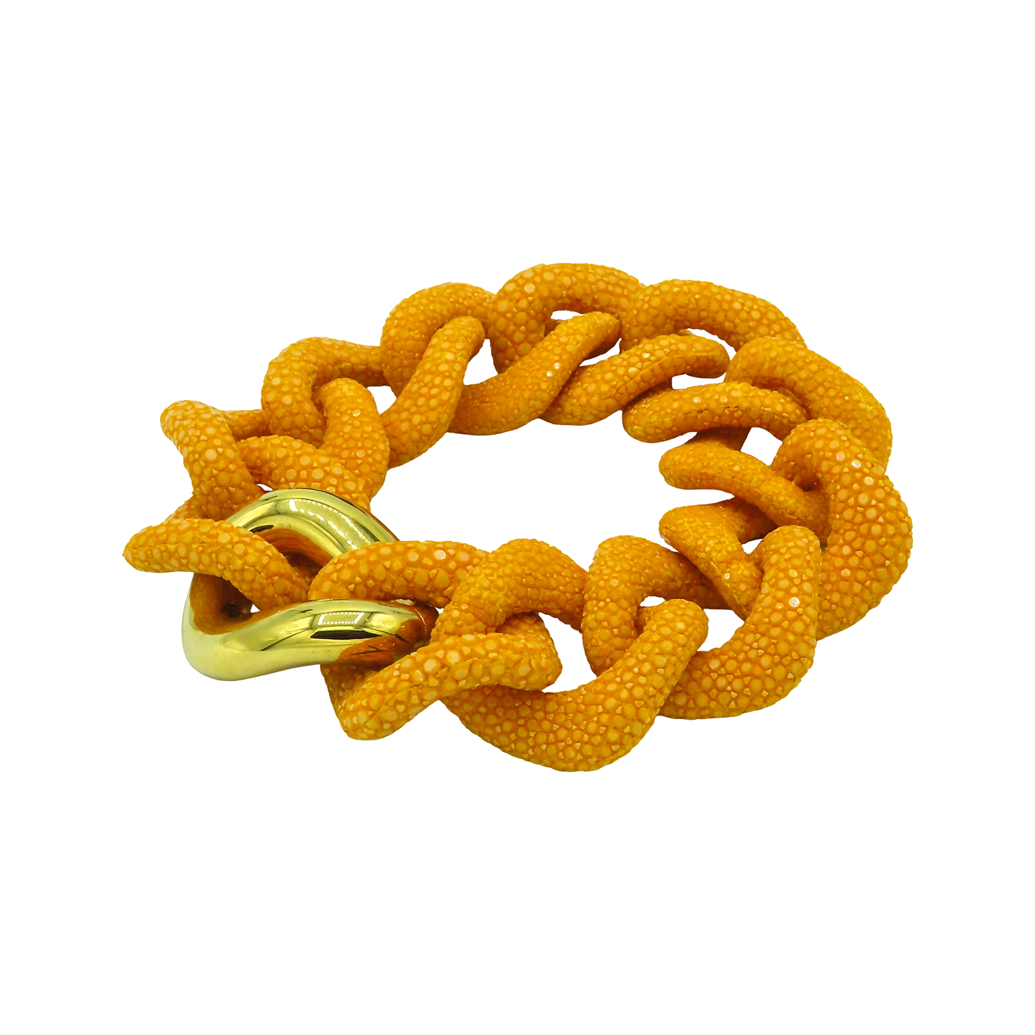 Galuchat - Orange - Gold plated
