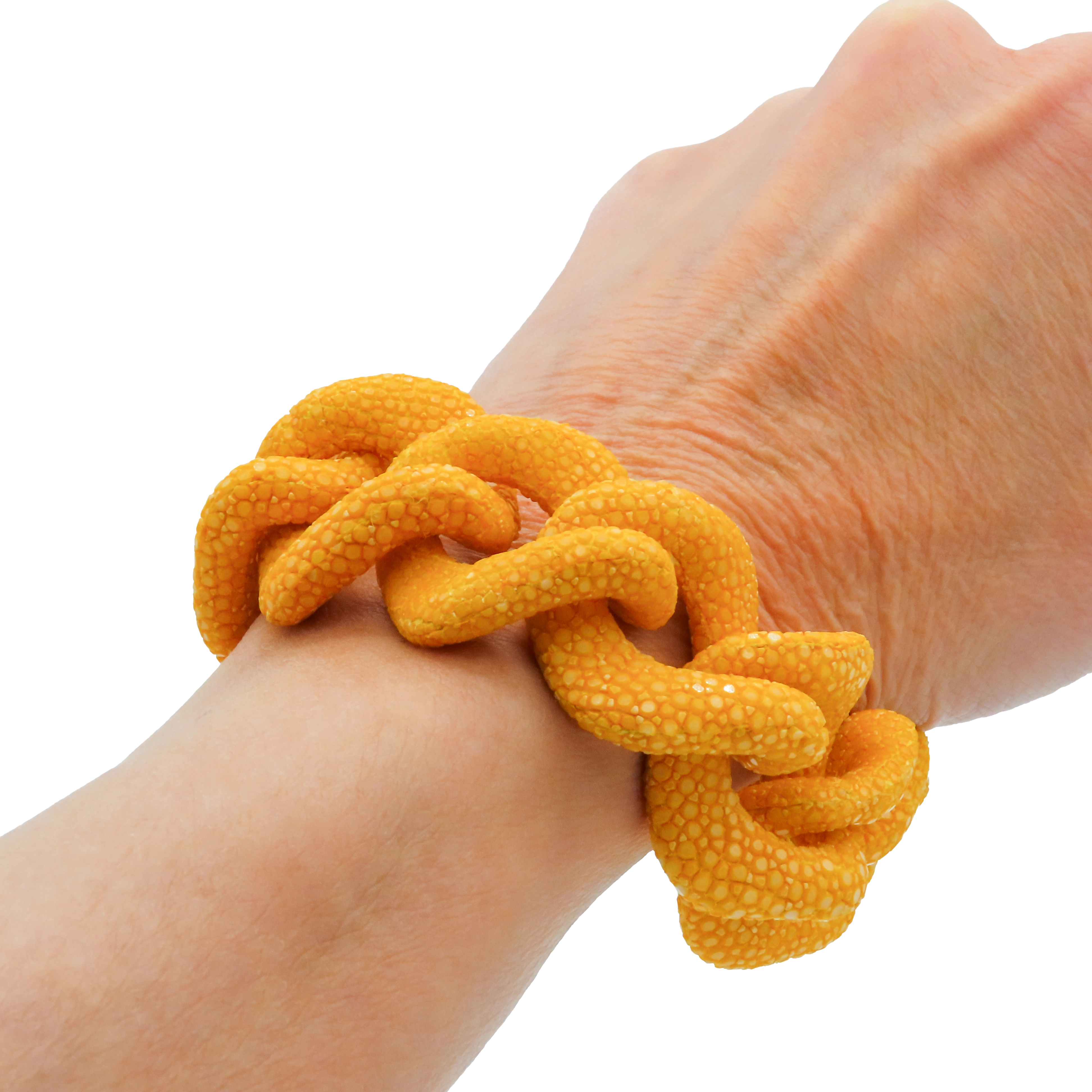 Galuchat - Orange - Gold plated