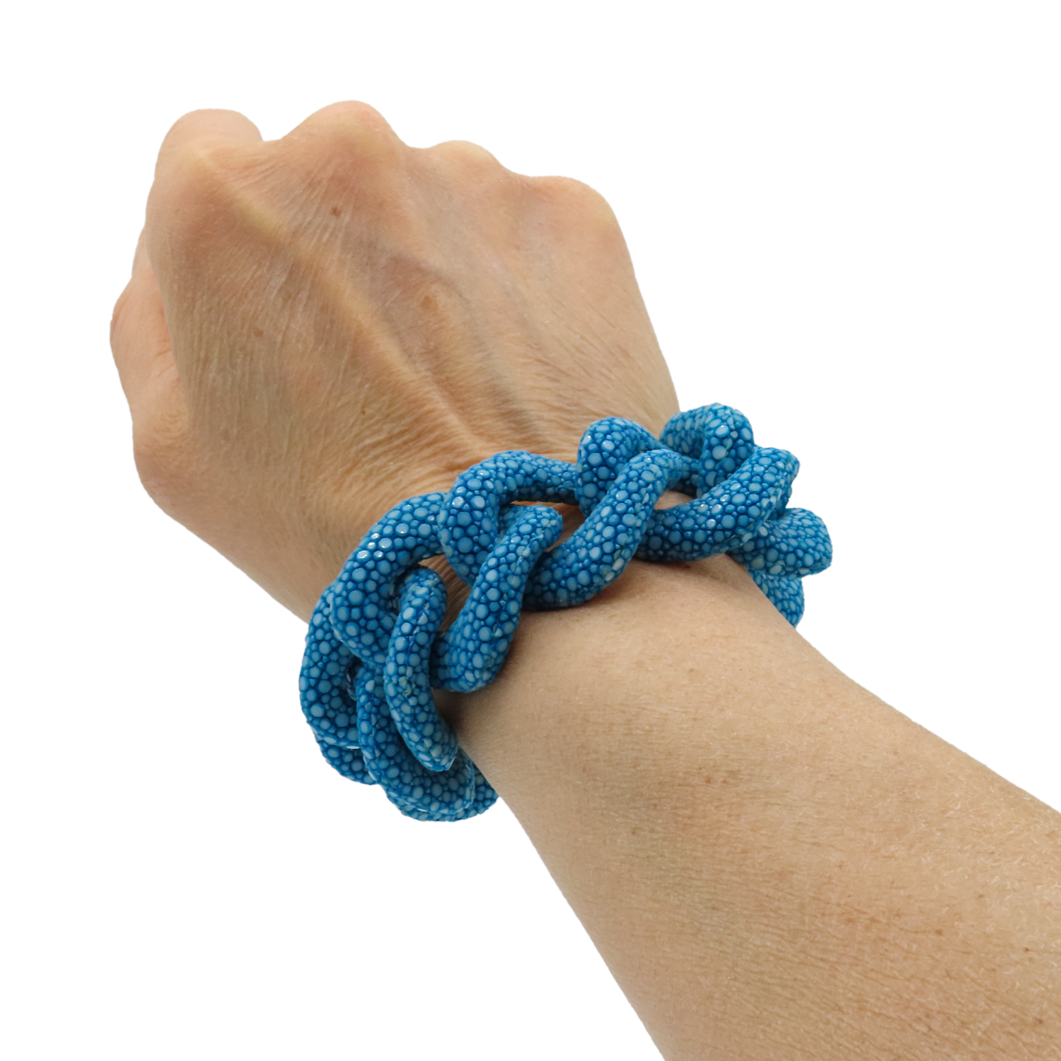 Galuchat - Ocean Blue - Gold plated