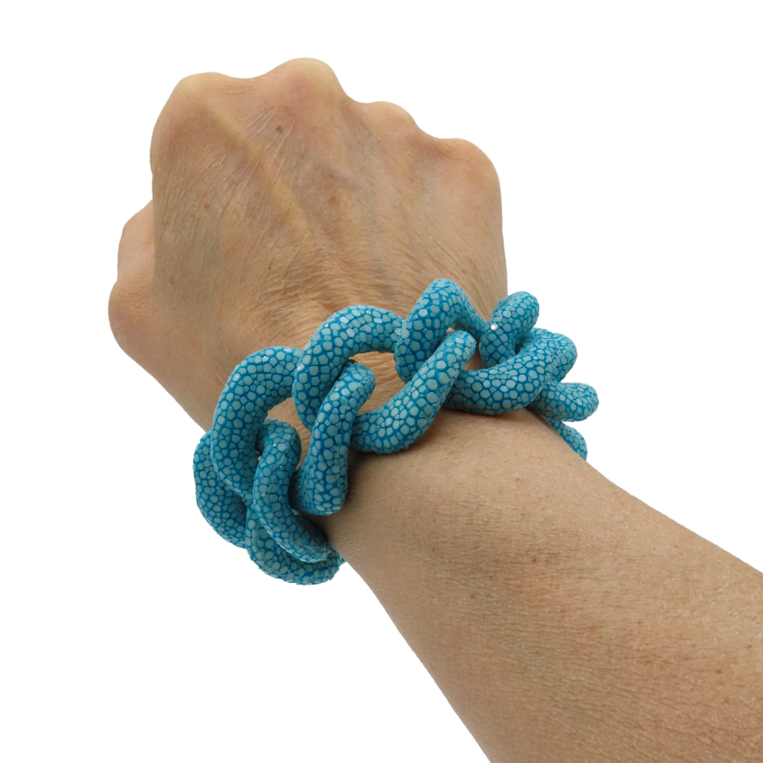 Galuchat - Azure Blue - Gold plated