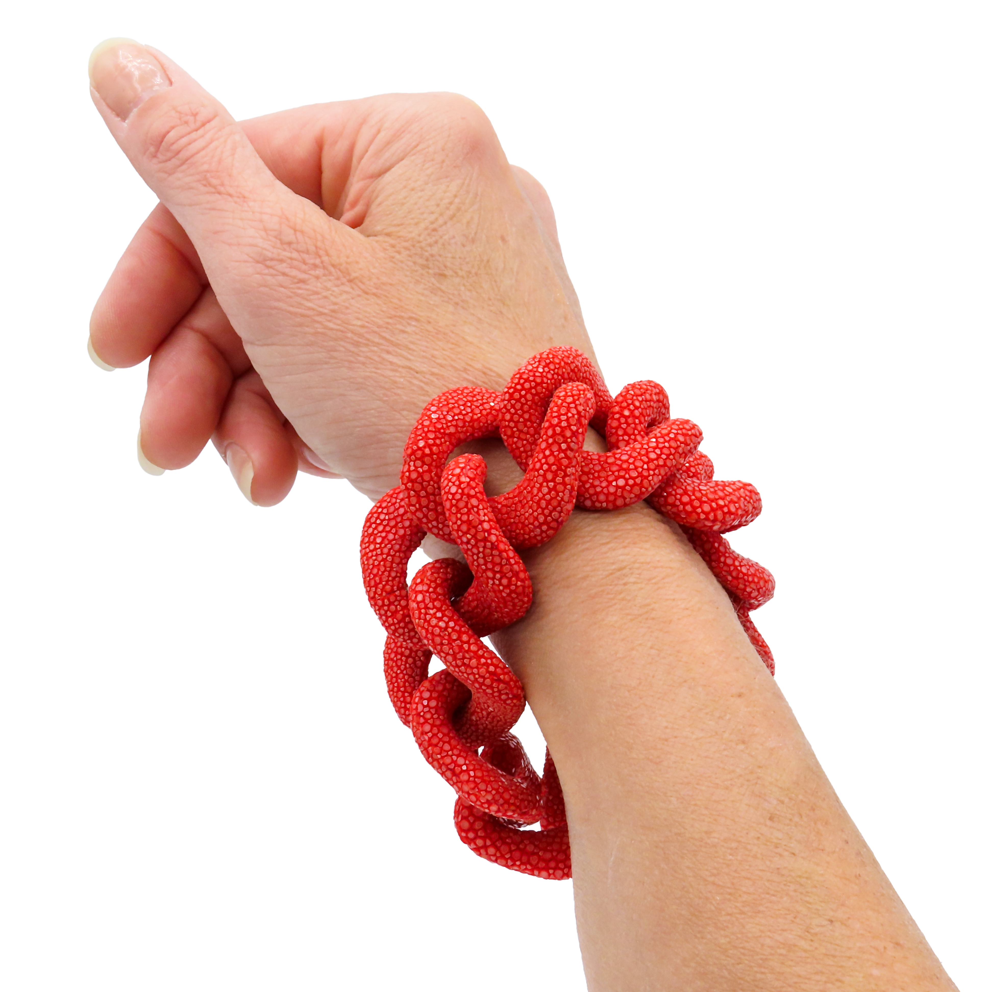 Galuchat - Chilli red - 18k gold
