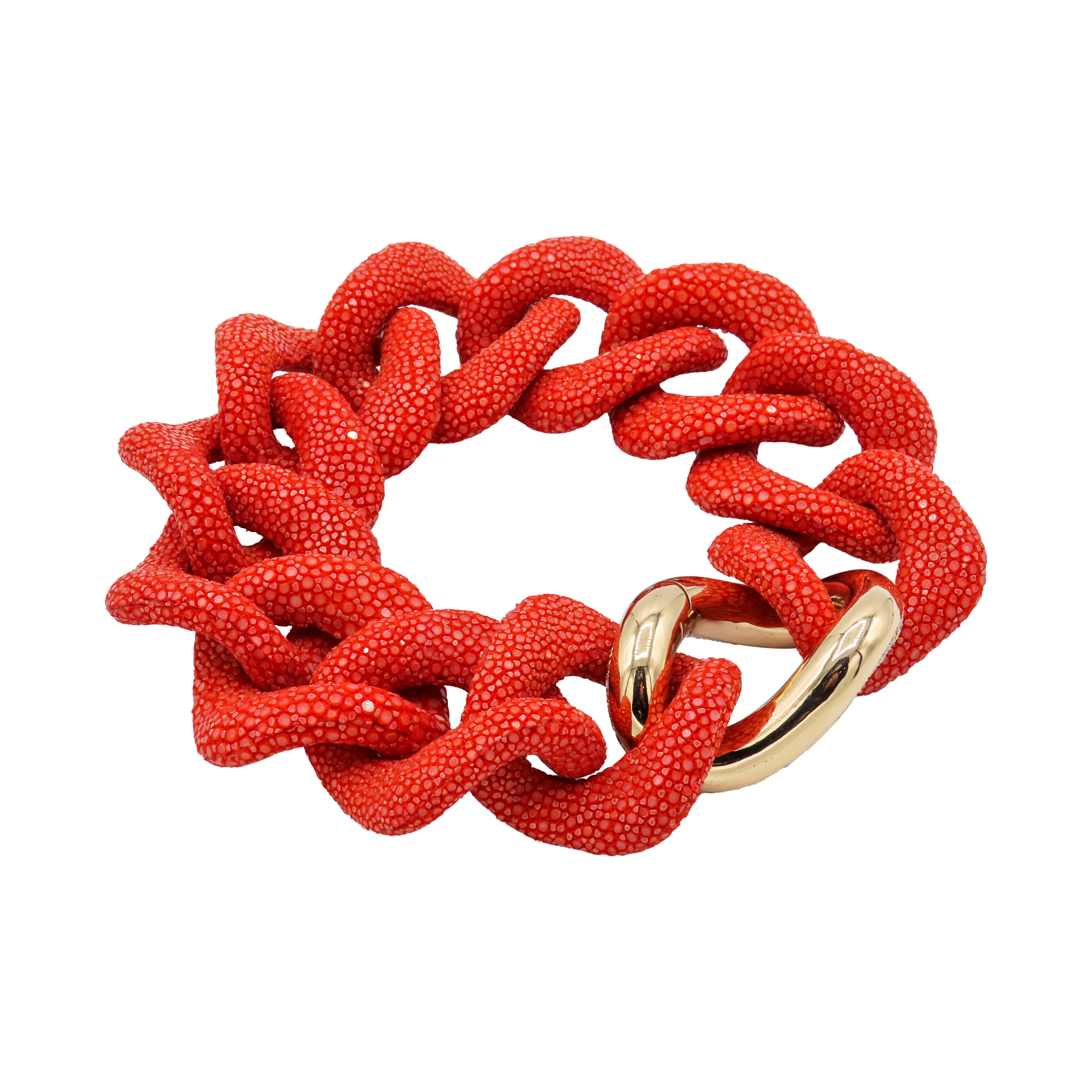 Galuchat - Chilli red - 18k gold