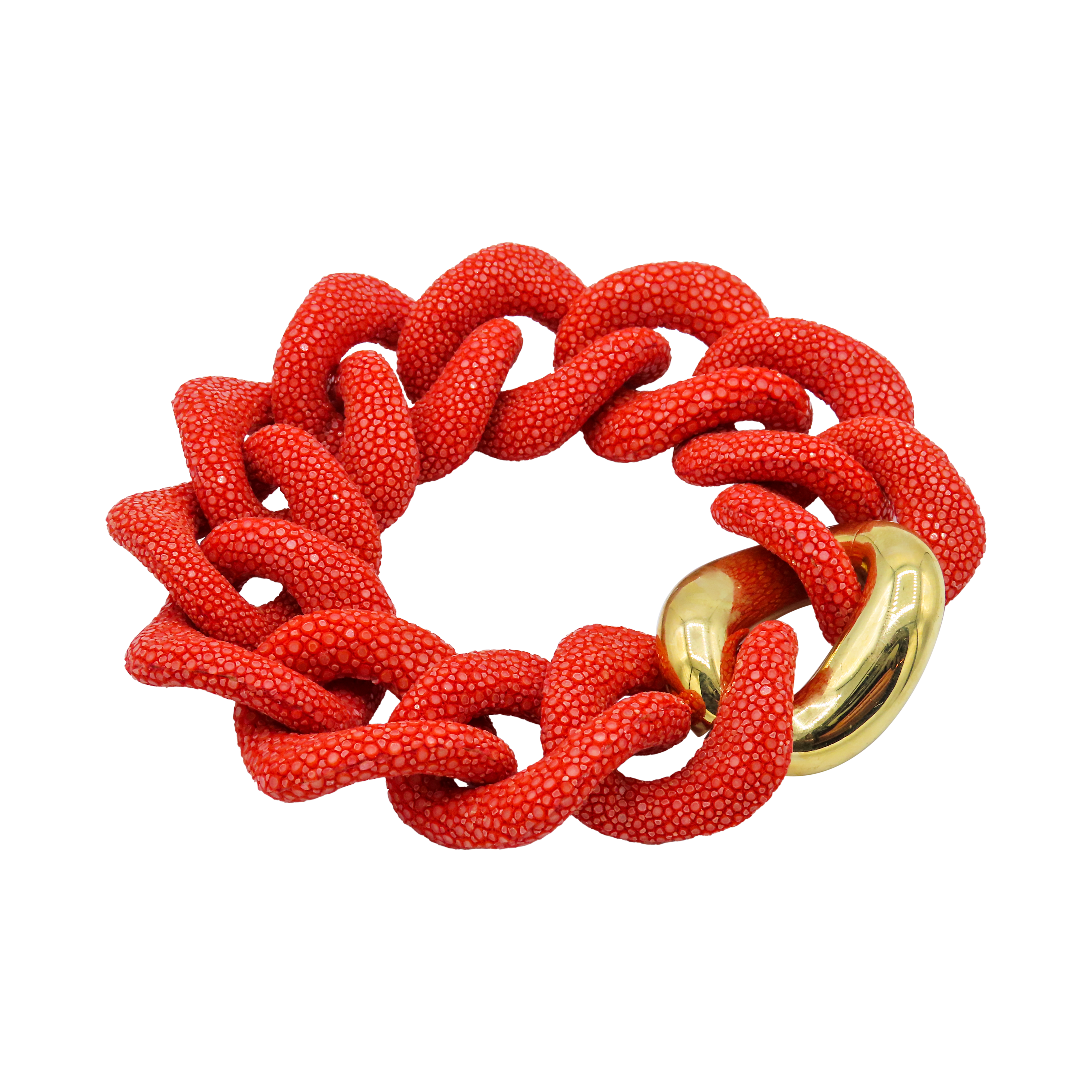 Galuchat - Chilli red - 18k gold