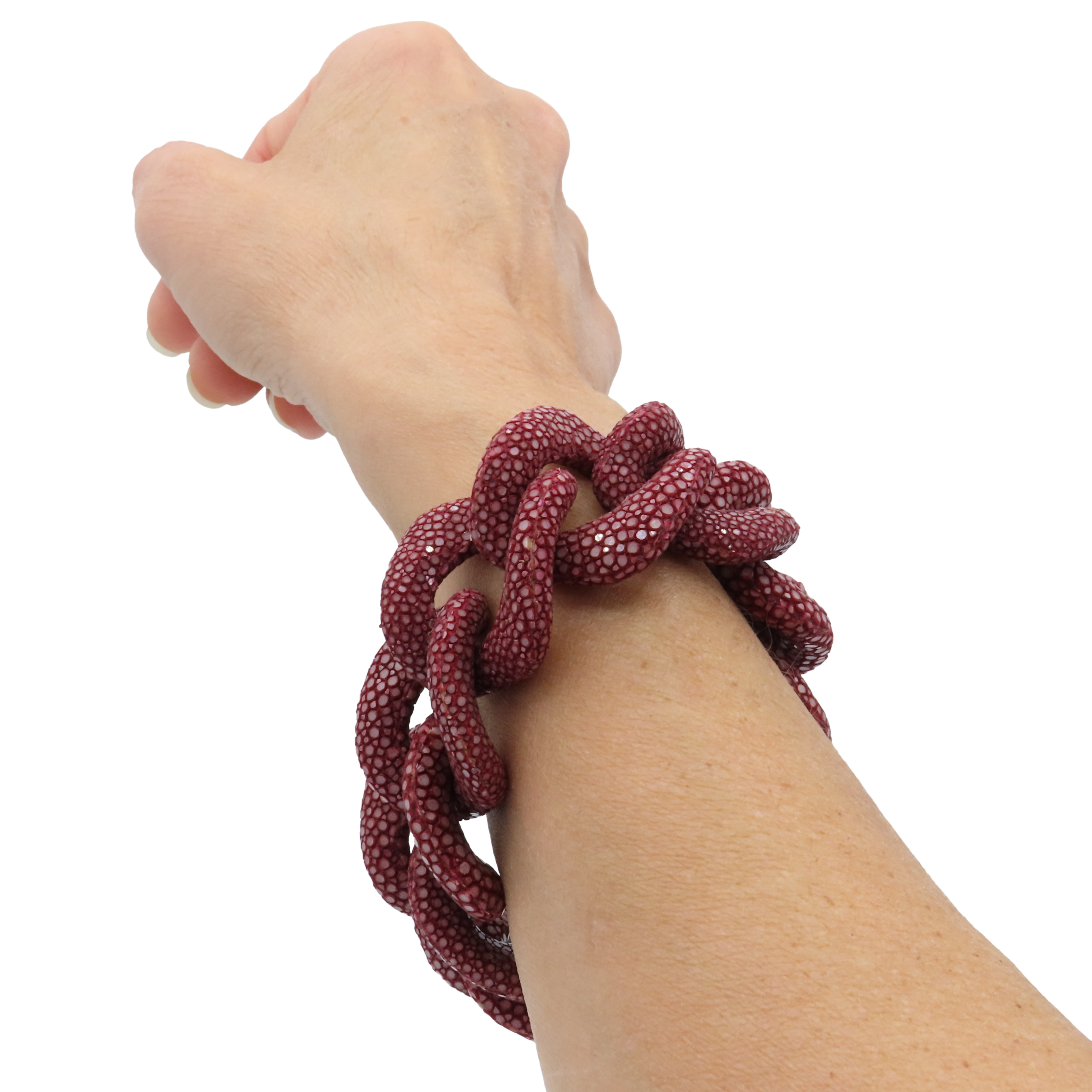 Galuchat - Garnet - 18k Gold