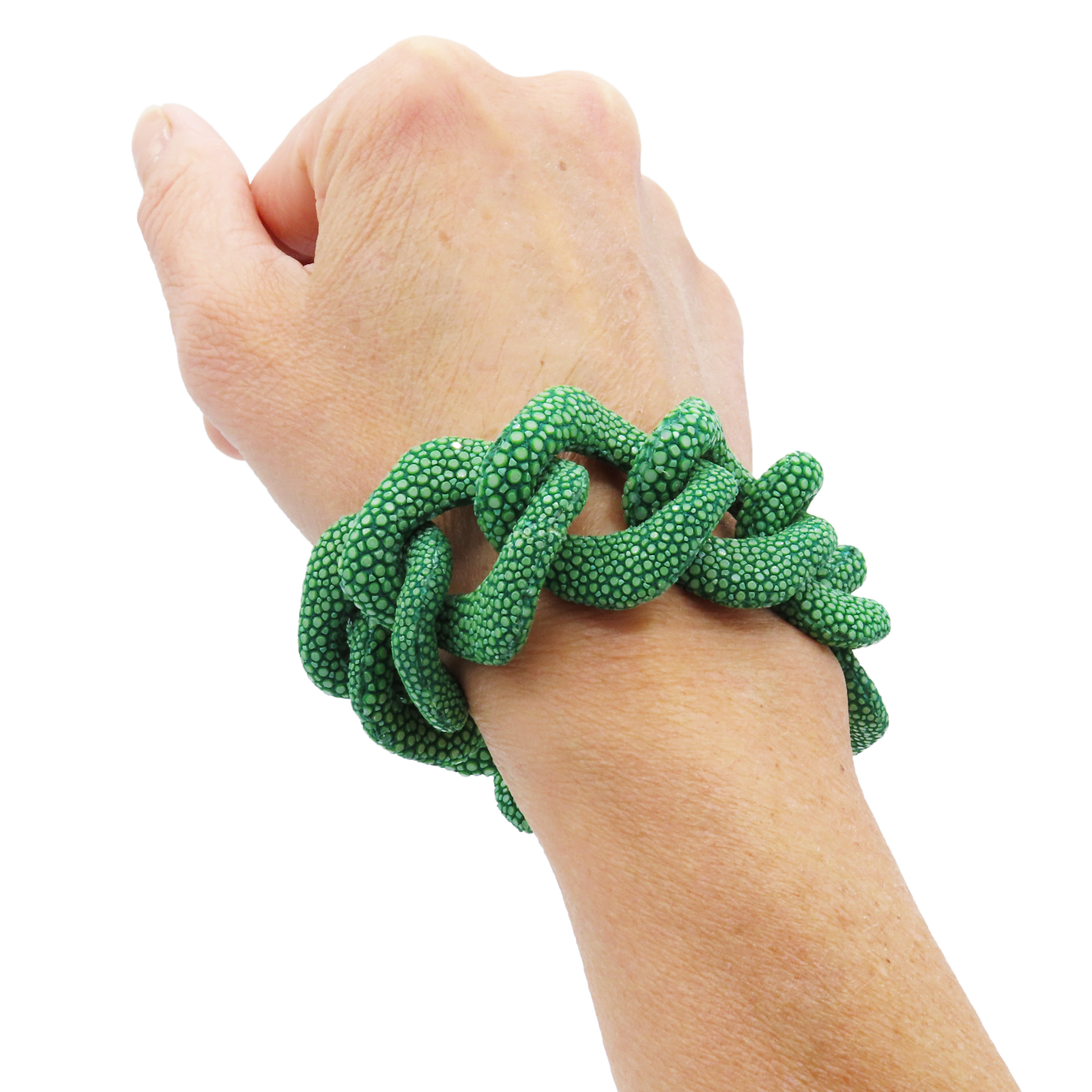 Galuchat - Jade green - 18k Gold