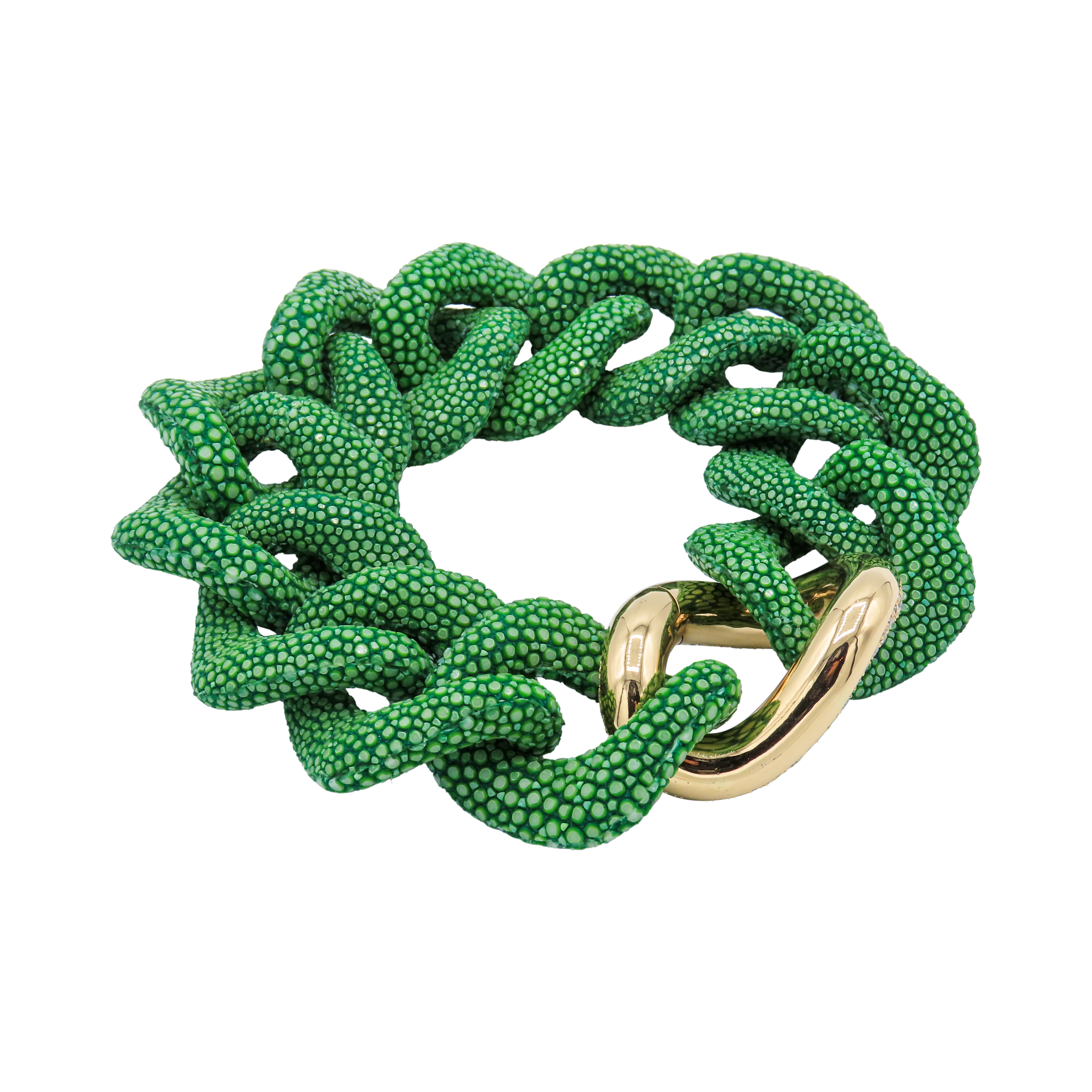 Galuchat - Jade green - 18k Gold