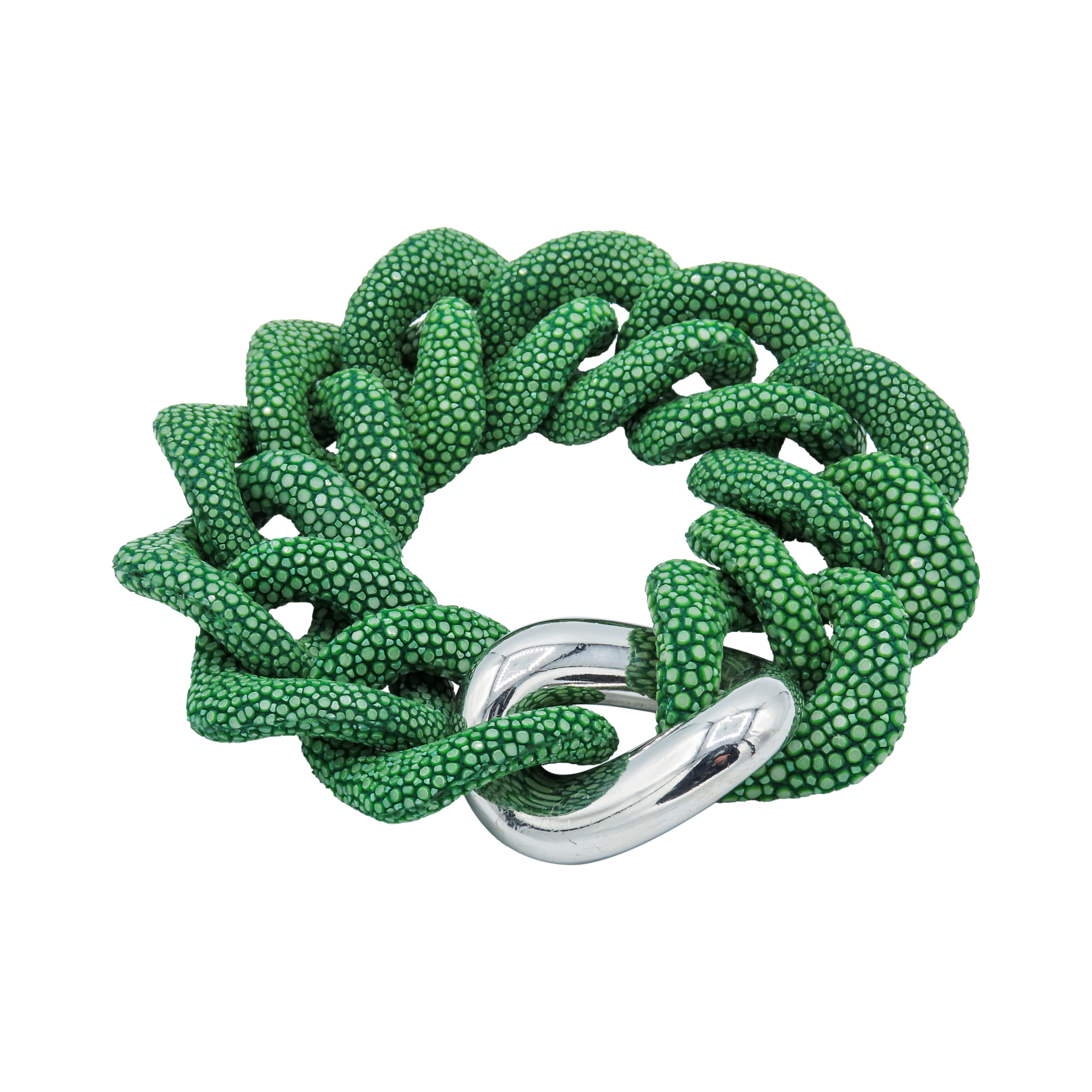 Galuchat - Jade green - Gold plated