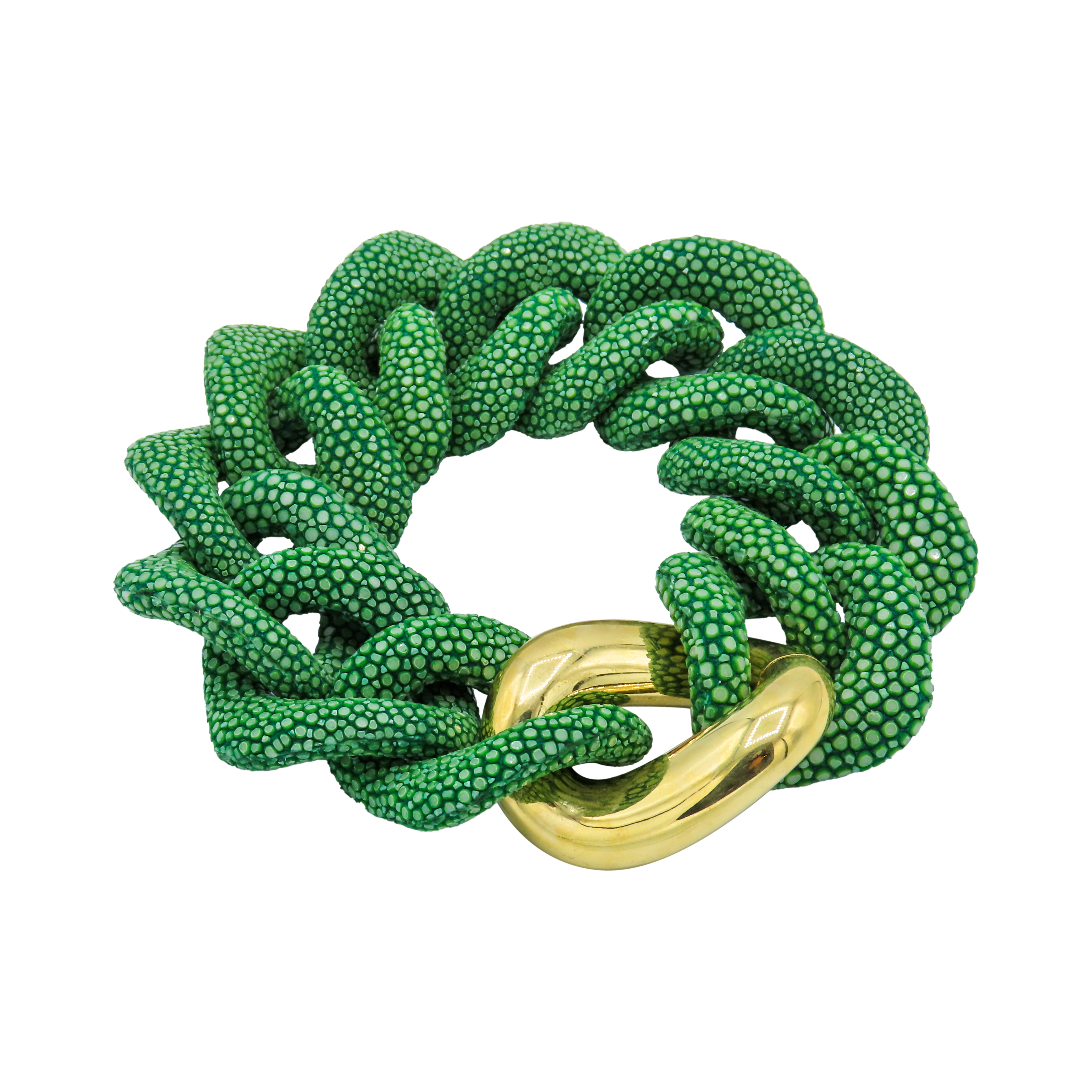 Galuchat - Jade green - 18k Gold