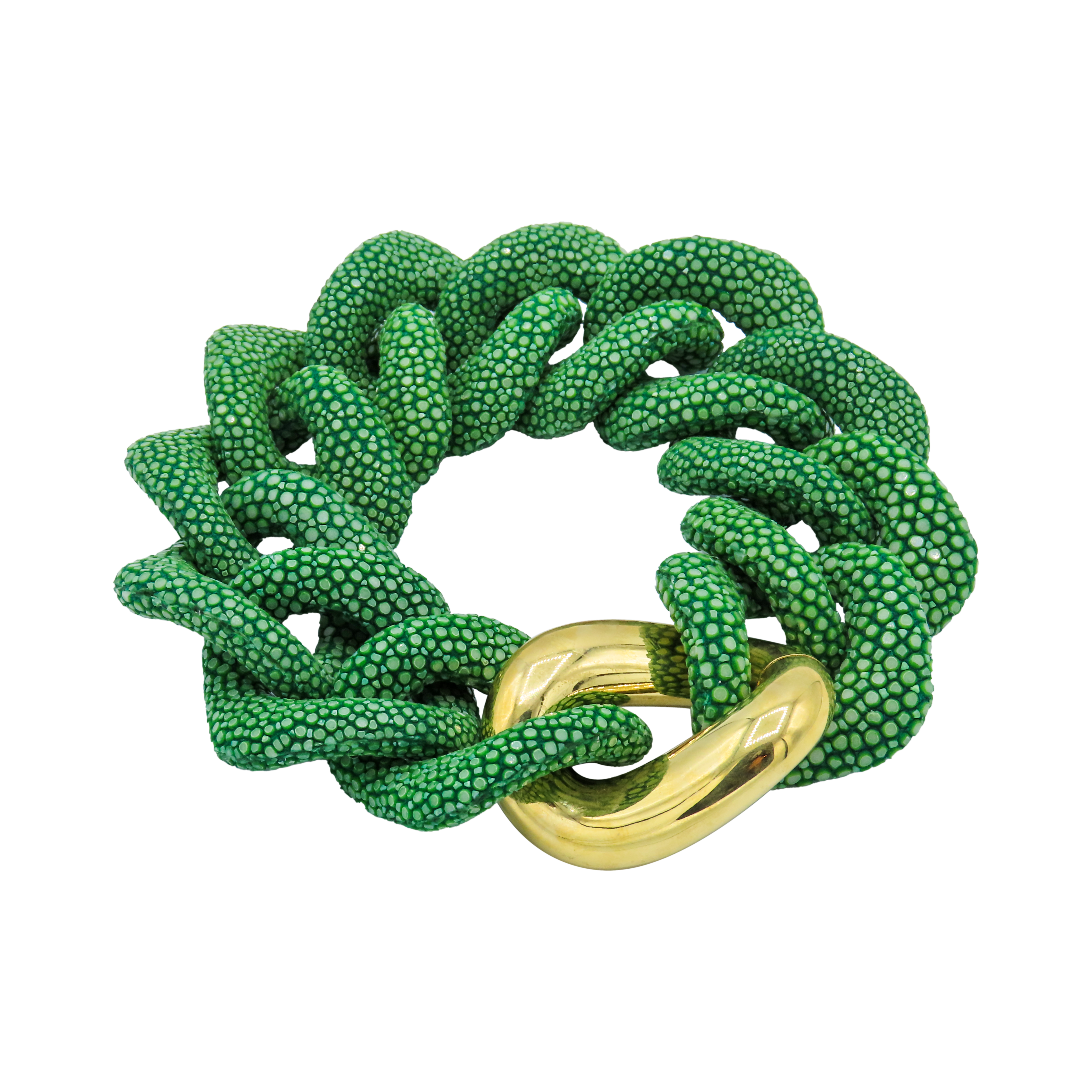 Galuchat - Jade green - Gold plated