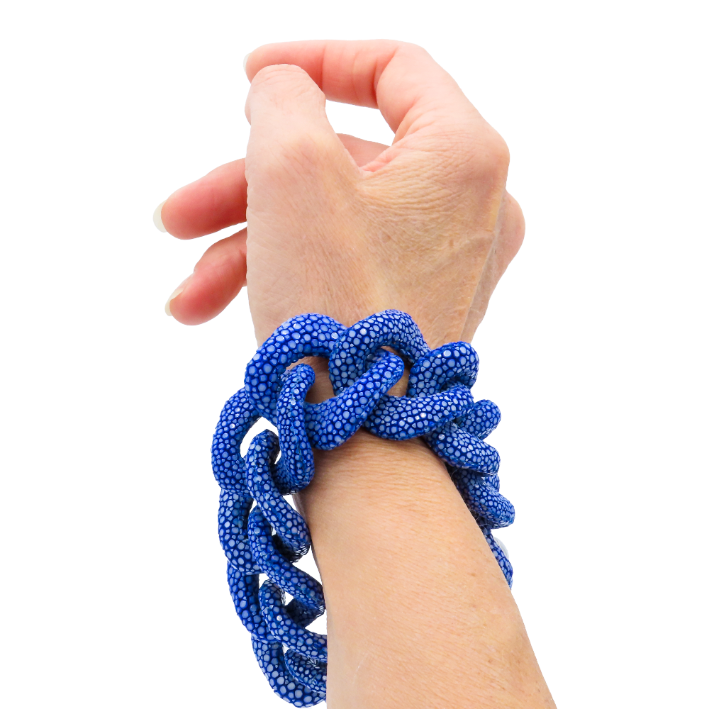 Galuchat - Royal blue - Gold plated