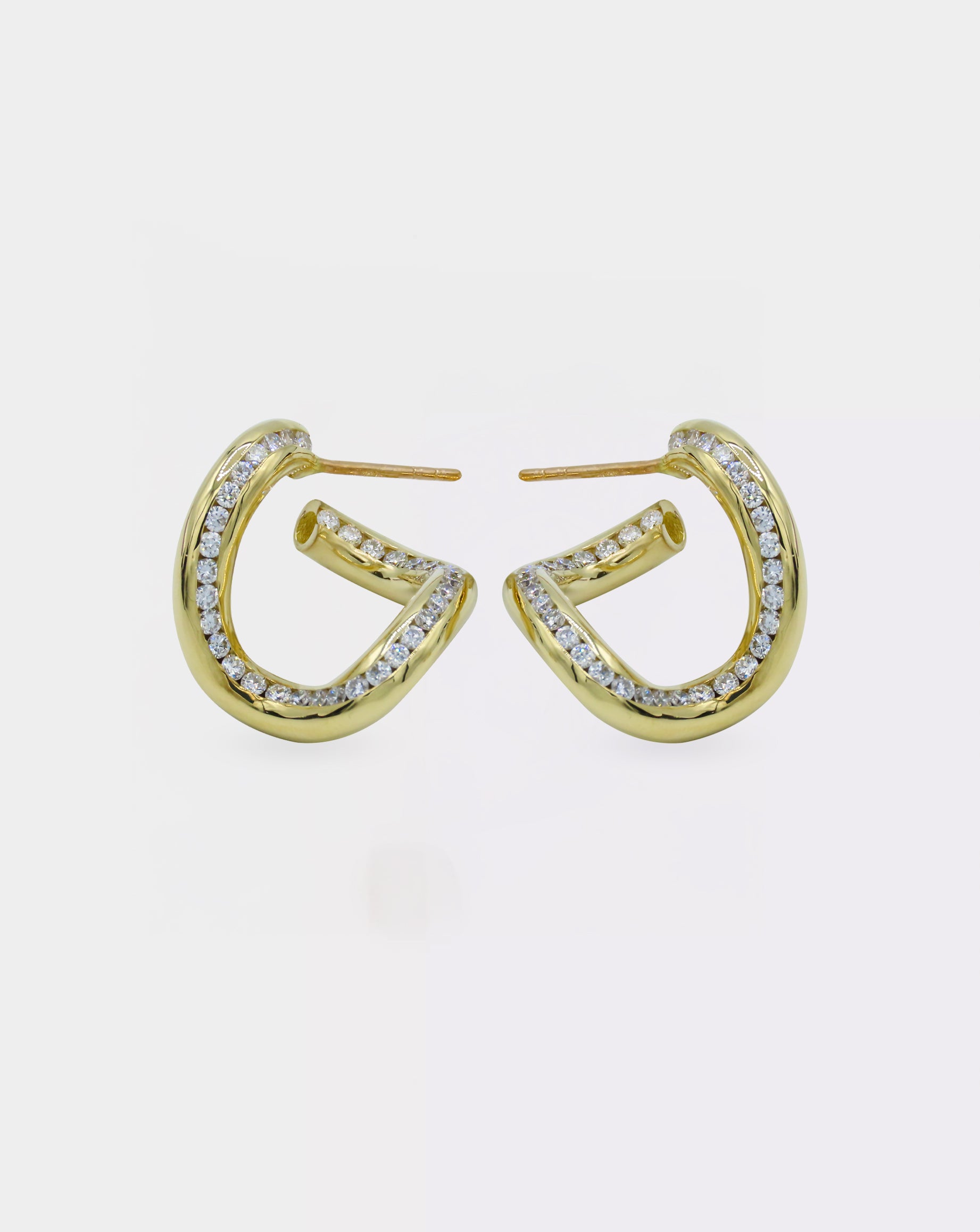 18K Gold chainlink Earrings with 0,68ct diamonds - Open