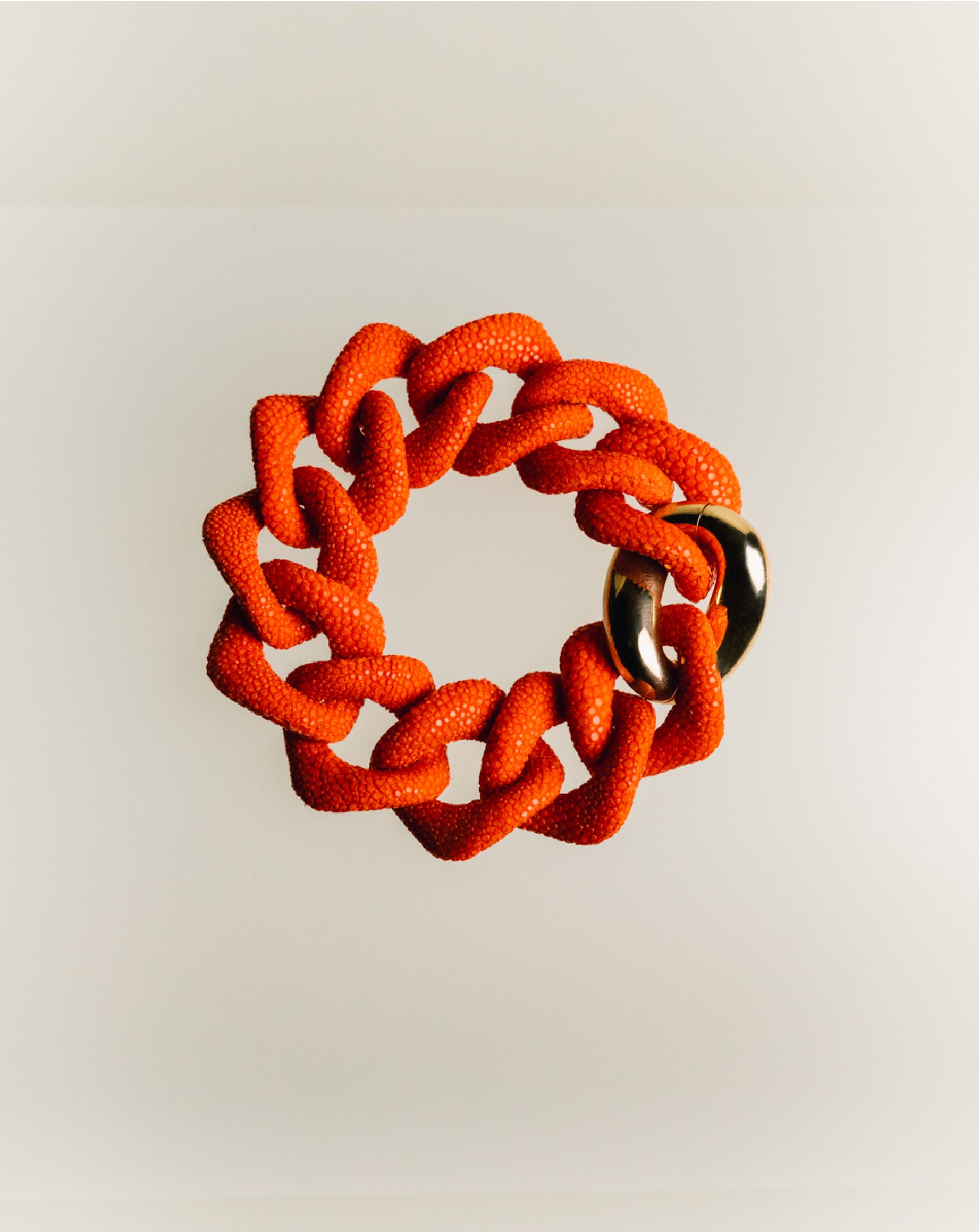Galuchat - Bright Orange - Gold plated