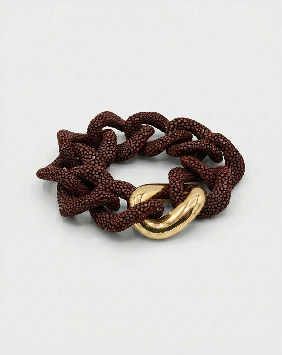 Galuchat - Chocolatebrown - Gold plated