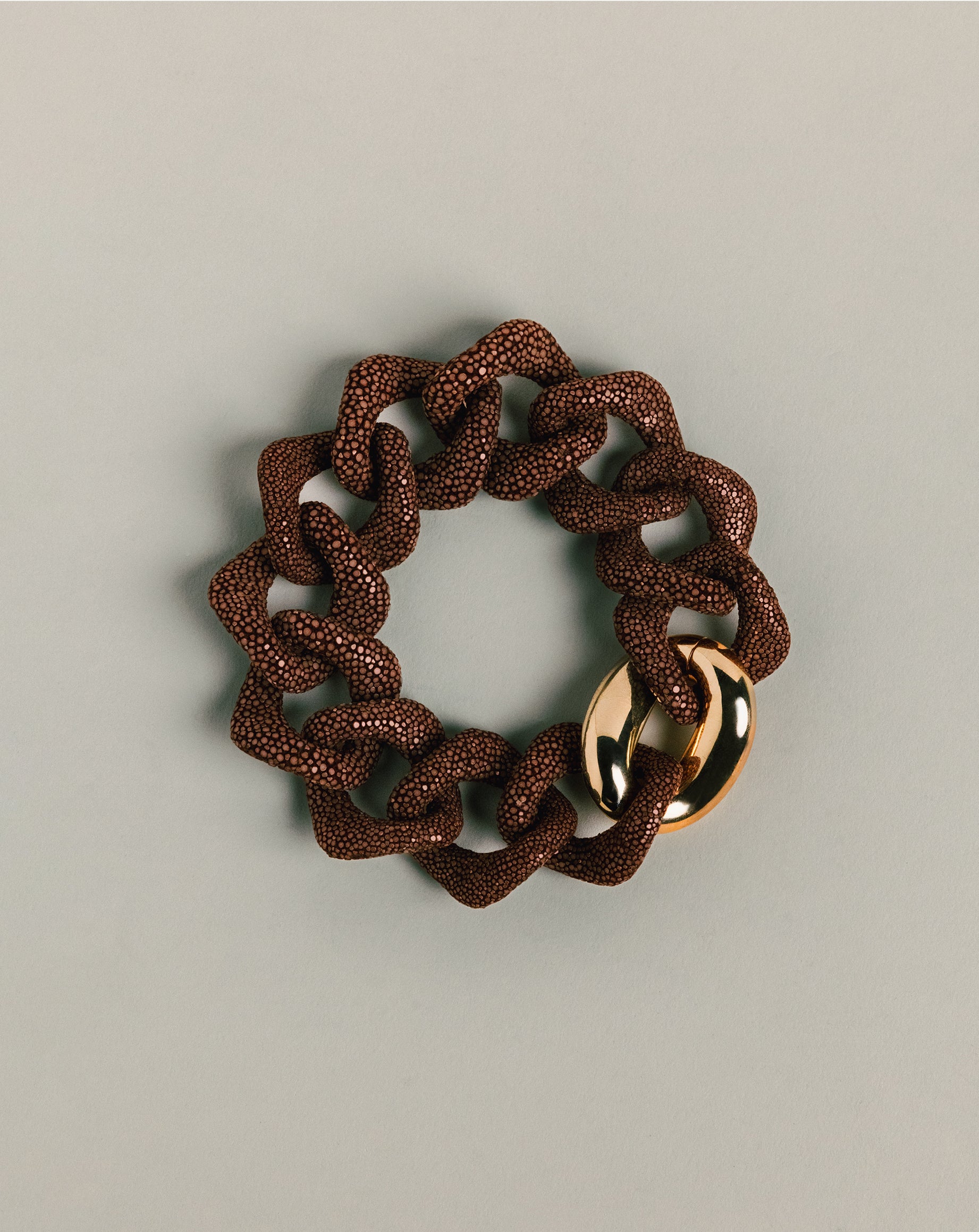 Galuchat - Chocolatebrown - Gold plated