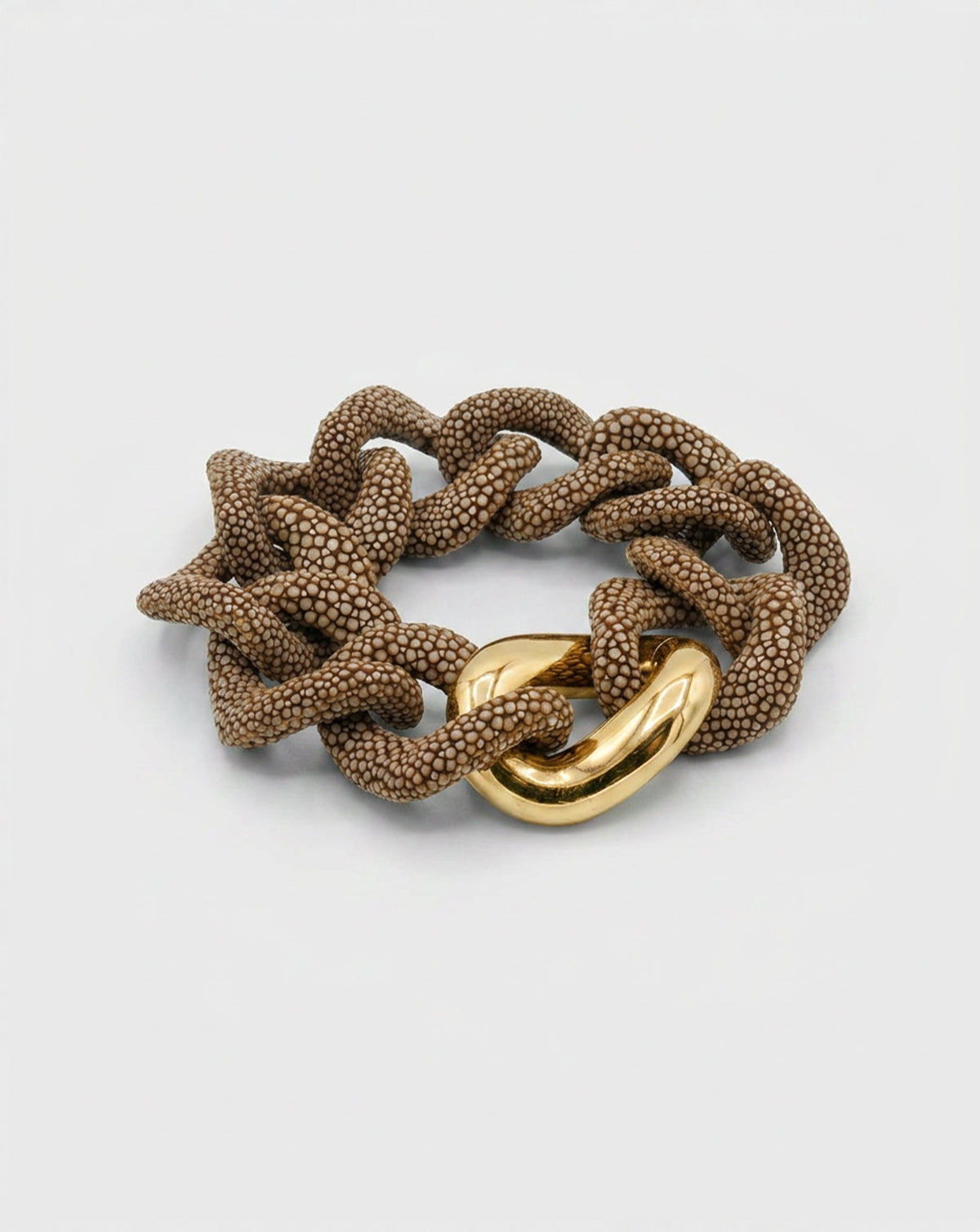 Galuchat - Brown - Gold plated