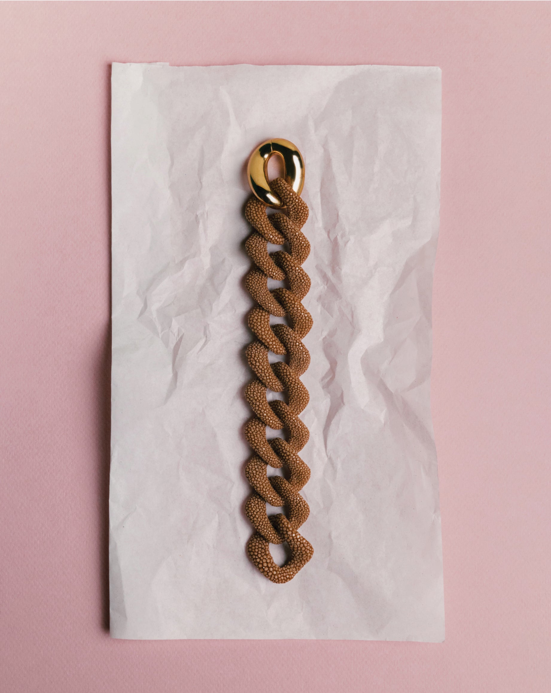 Galuchat - Brown - Gold plated