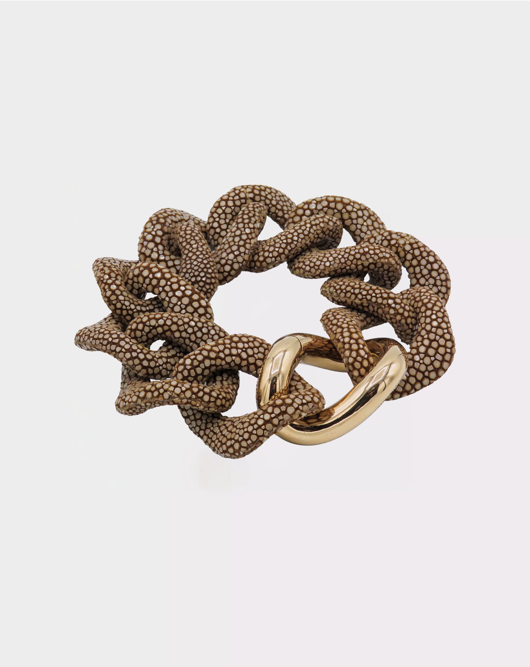 Galuchat - Brown - Gold plated