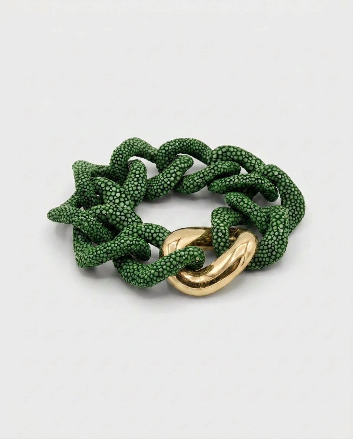 Galuchat - Deep green - Gold plated