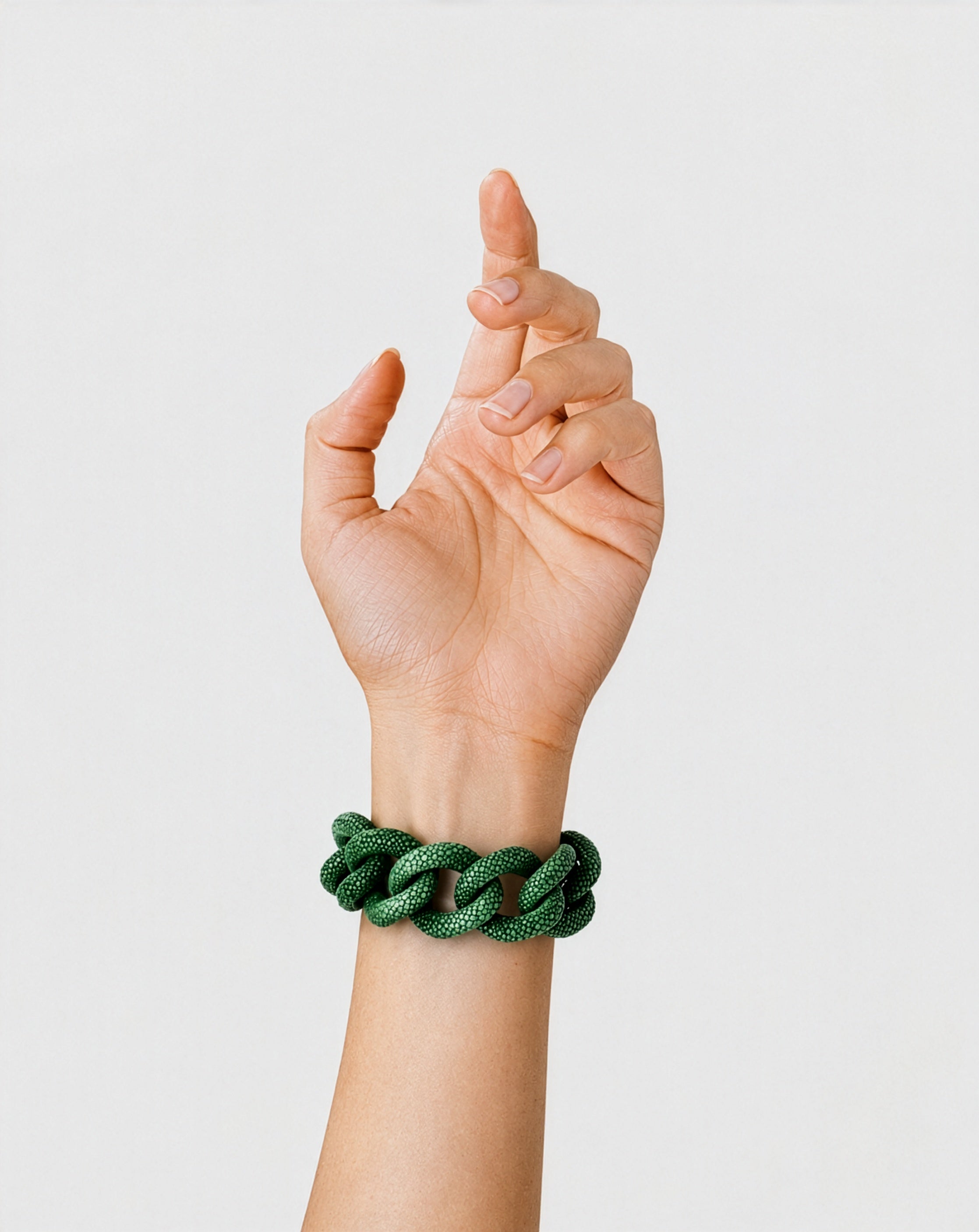 Galuchat - Deep green - Gold plated