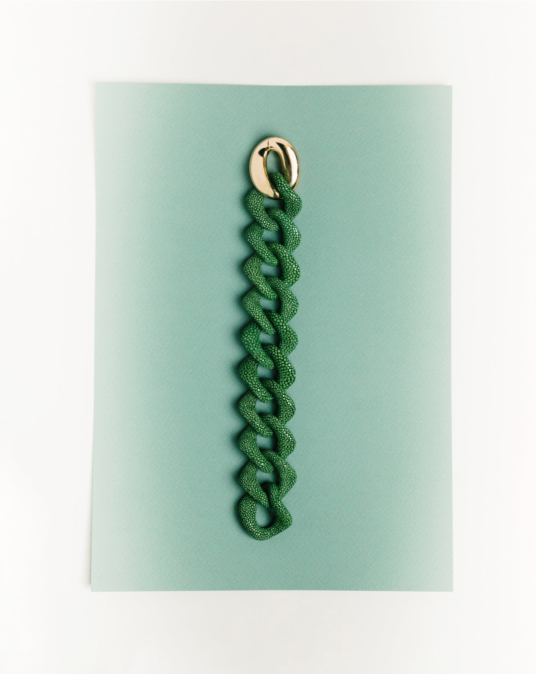Galuchat - Jade green - Gold plated