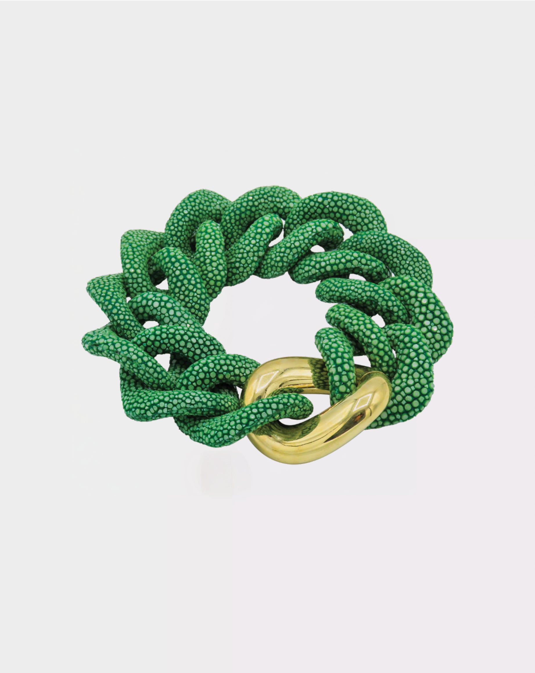 Galuchat - Jade green - Gold plated