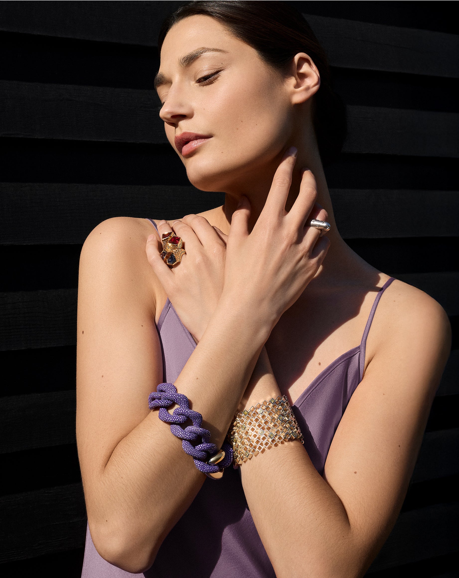 Galuchat - Purple - Gold plated