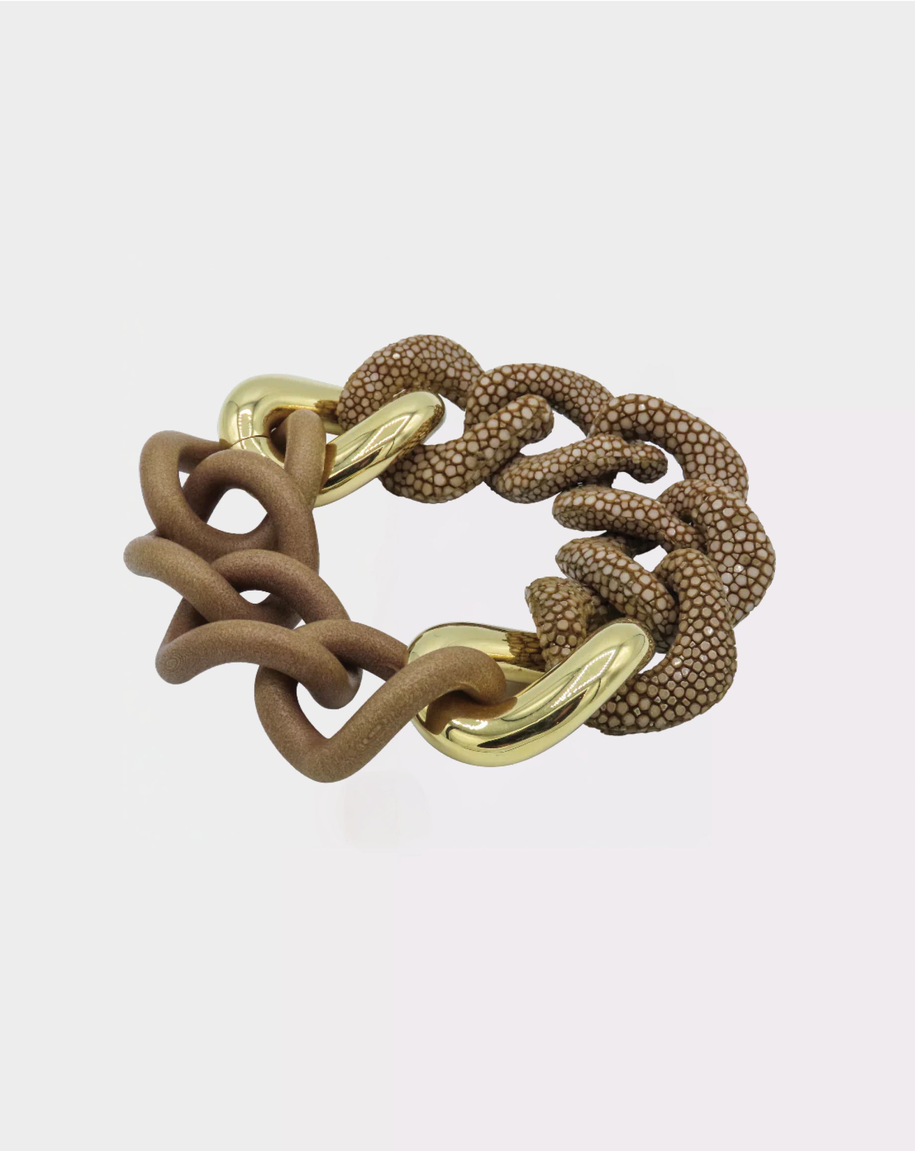 Galuchat brown - Luxura brown - Gold plated