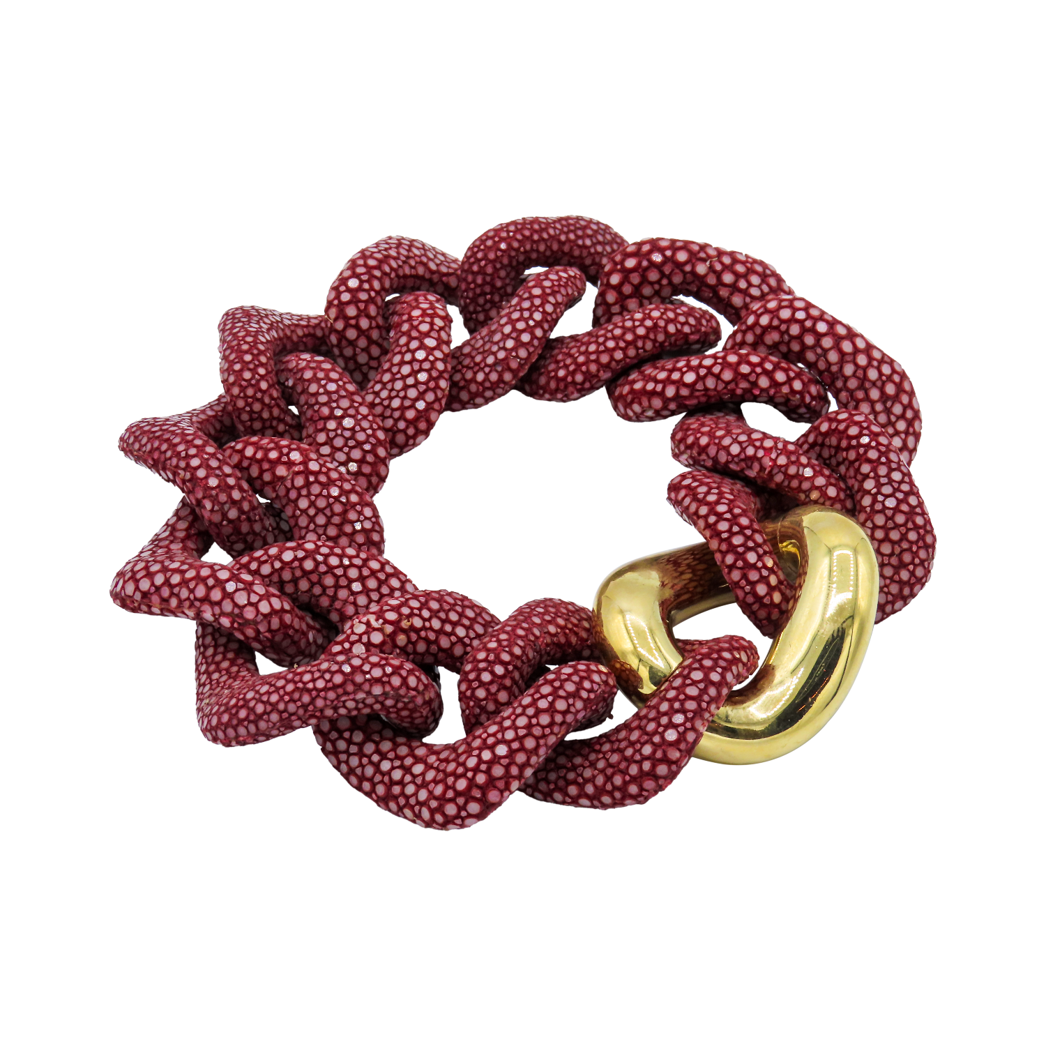 Galuchat - Garnet - Gold plated