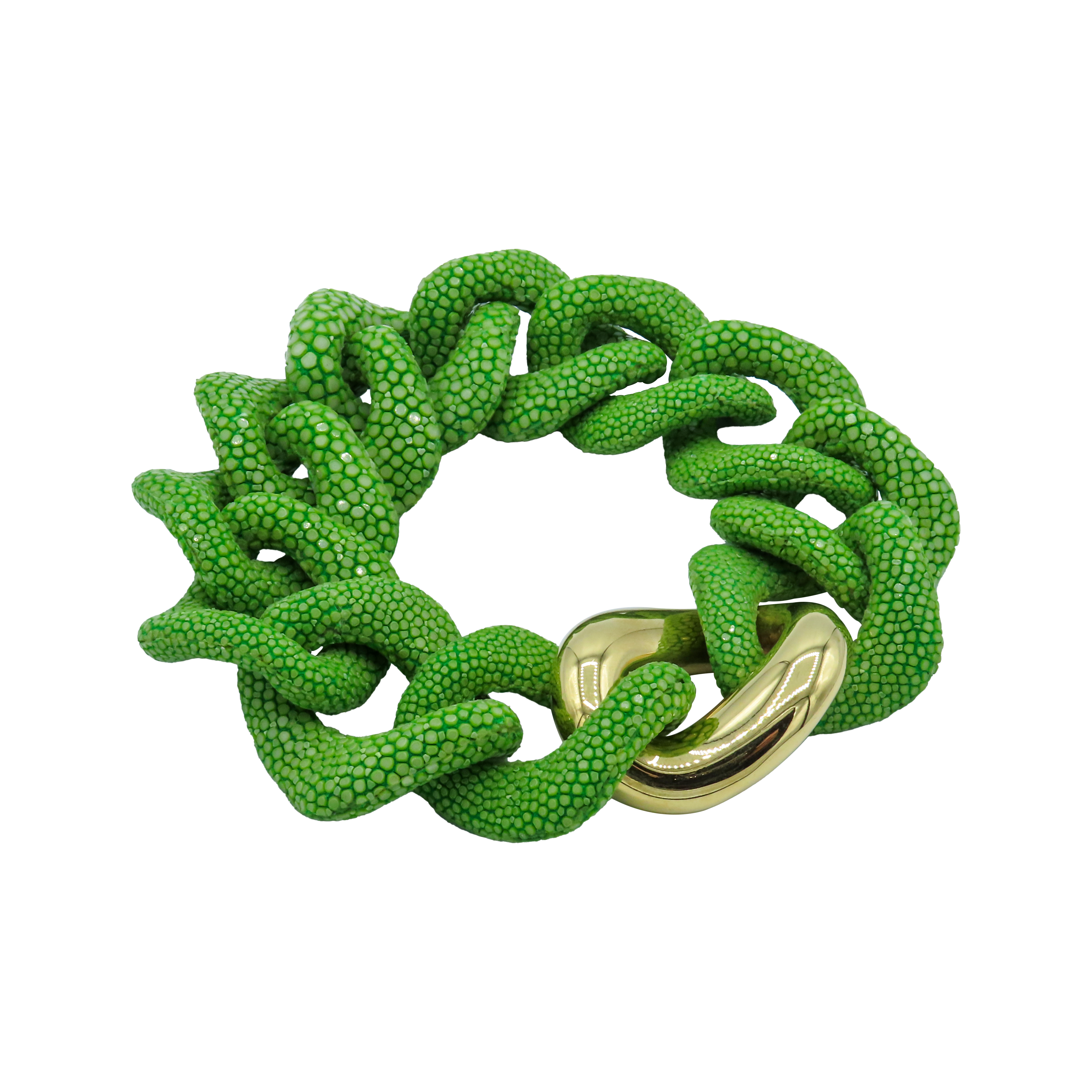 Galuchat - Spring green - Gold plated