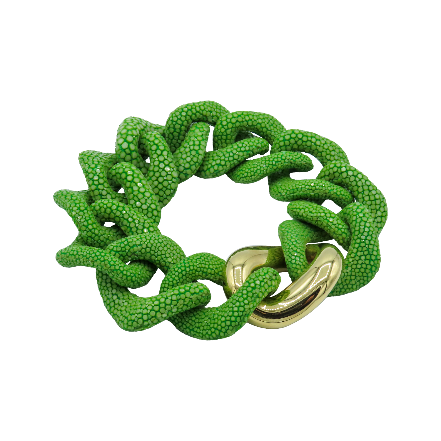 Galuchat - Spring green - Gold plated