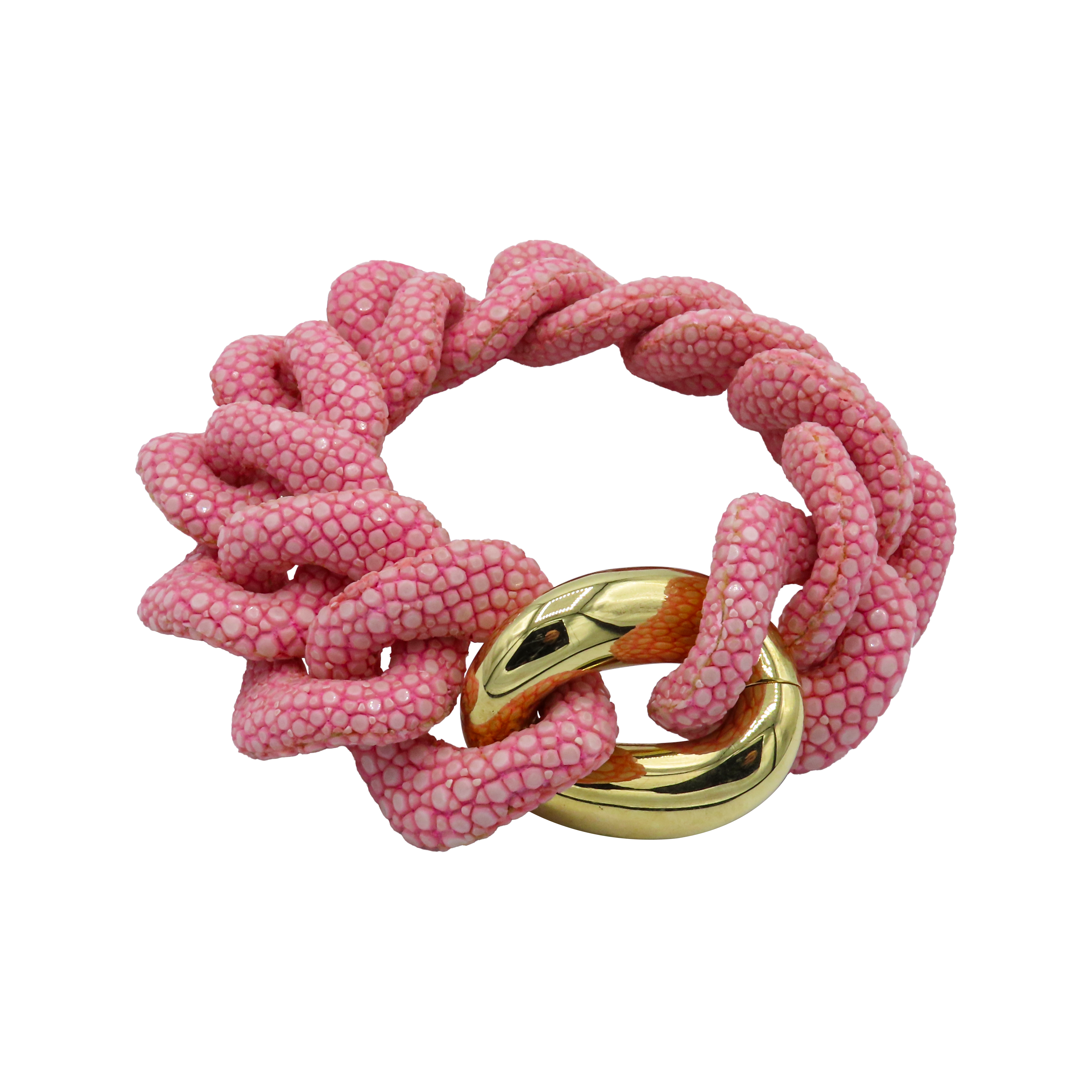Galuchat -Baby Pink - Gold plated