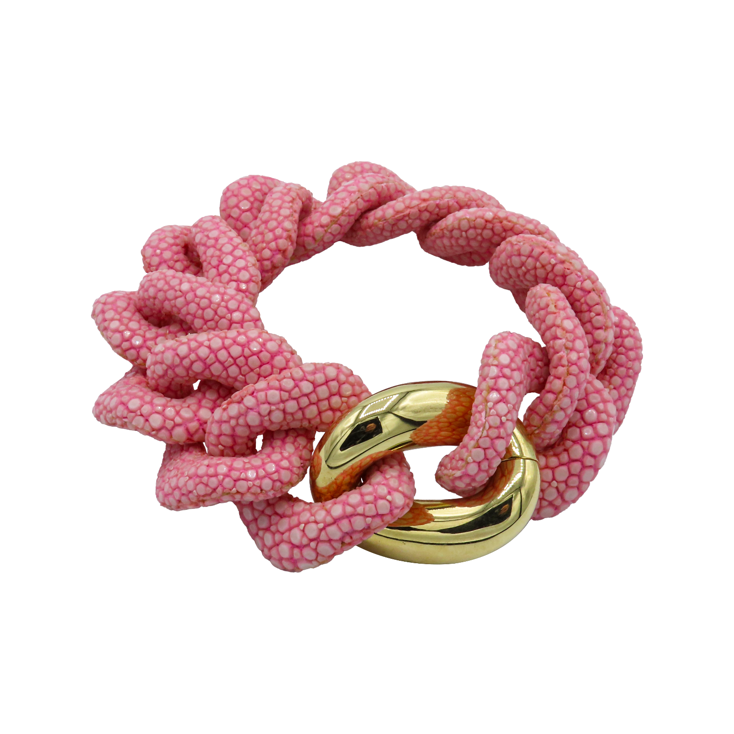 Galuchat -Baby Pink - Gold plated