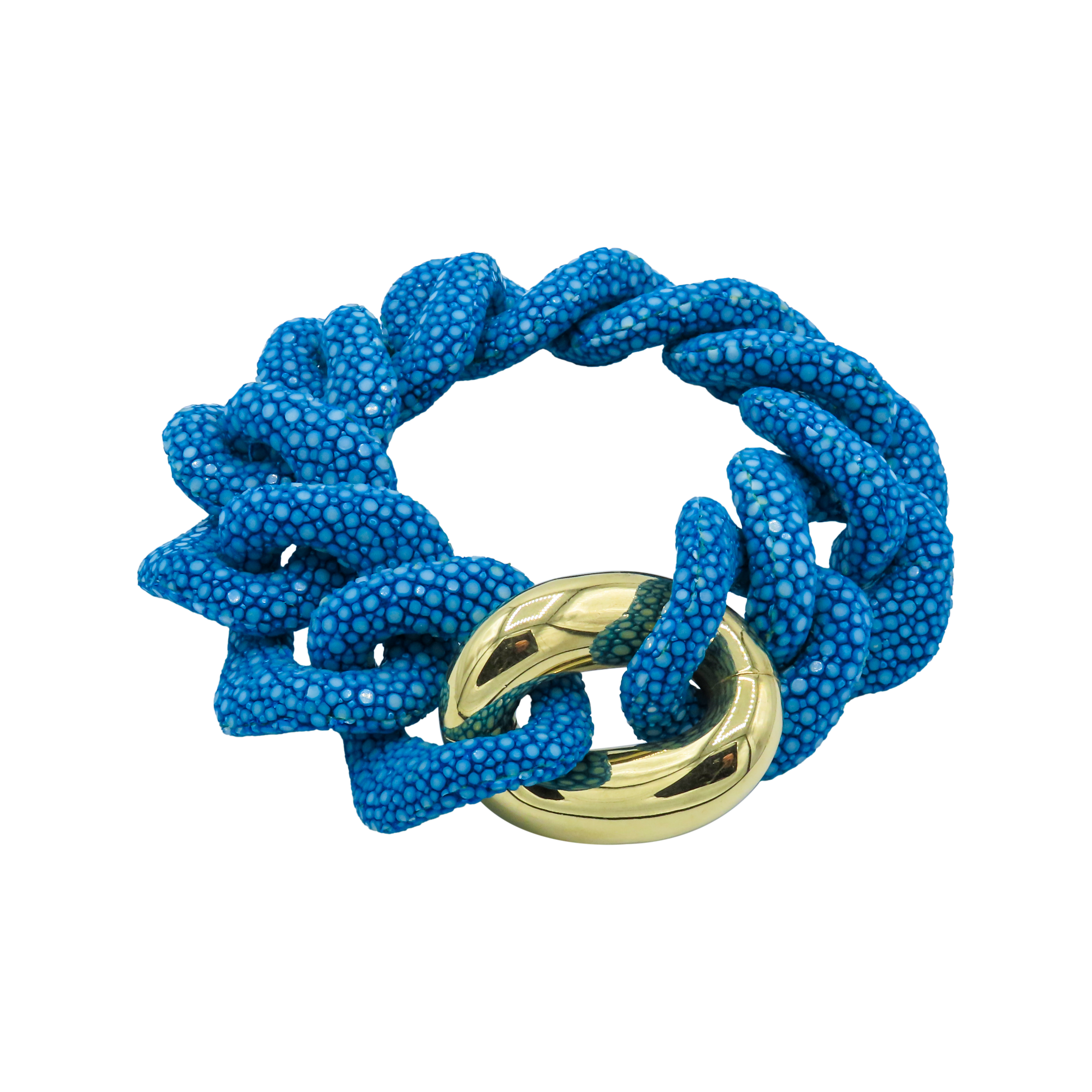 Galuchat - Ocean Blue - Gold plated
