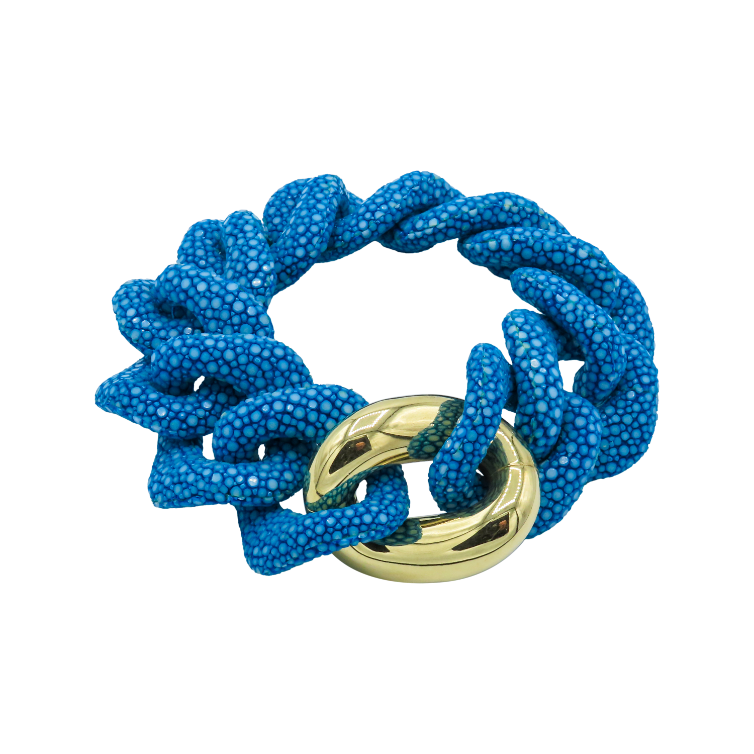 Galuchat - Ocean Blue - Gold plated