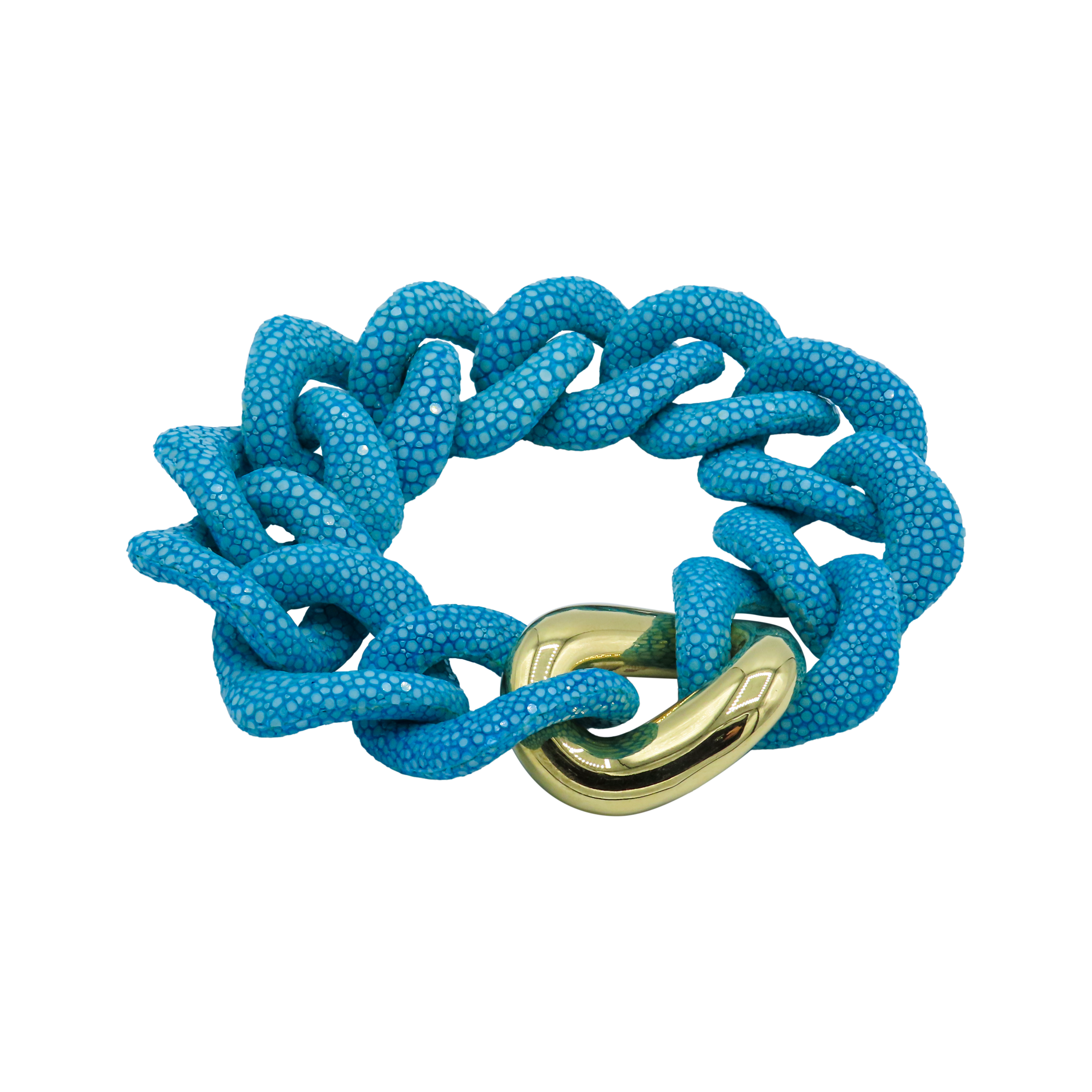 Galuchat - Azure Blue - Gold plated