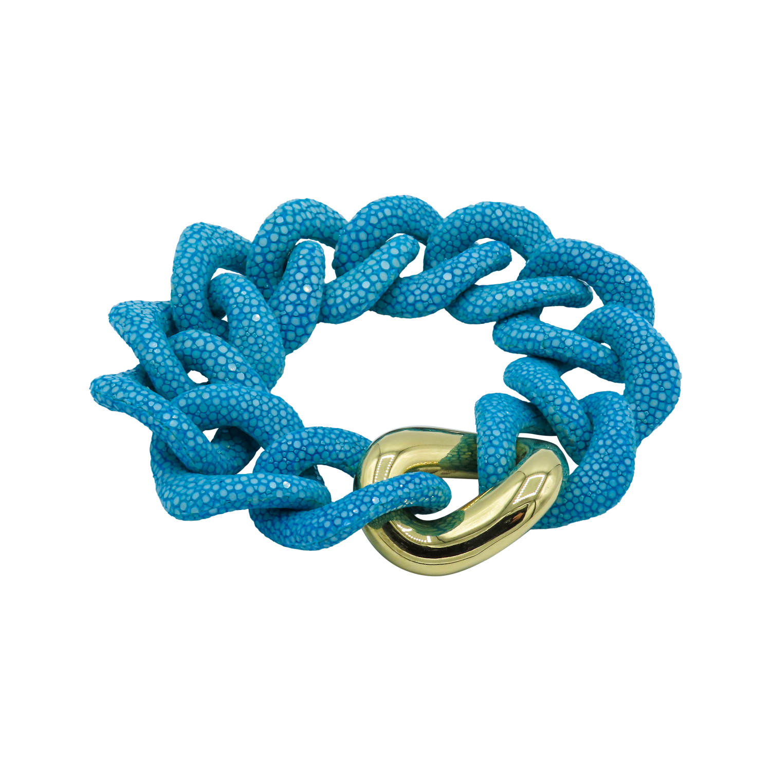 Galuchat - Azure Blue - Gold plated