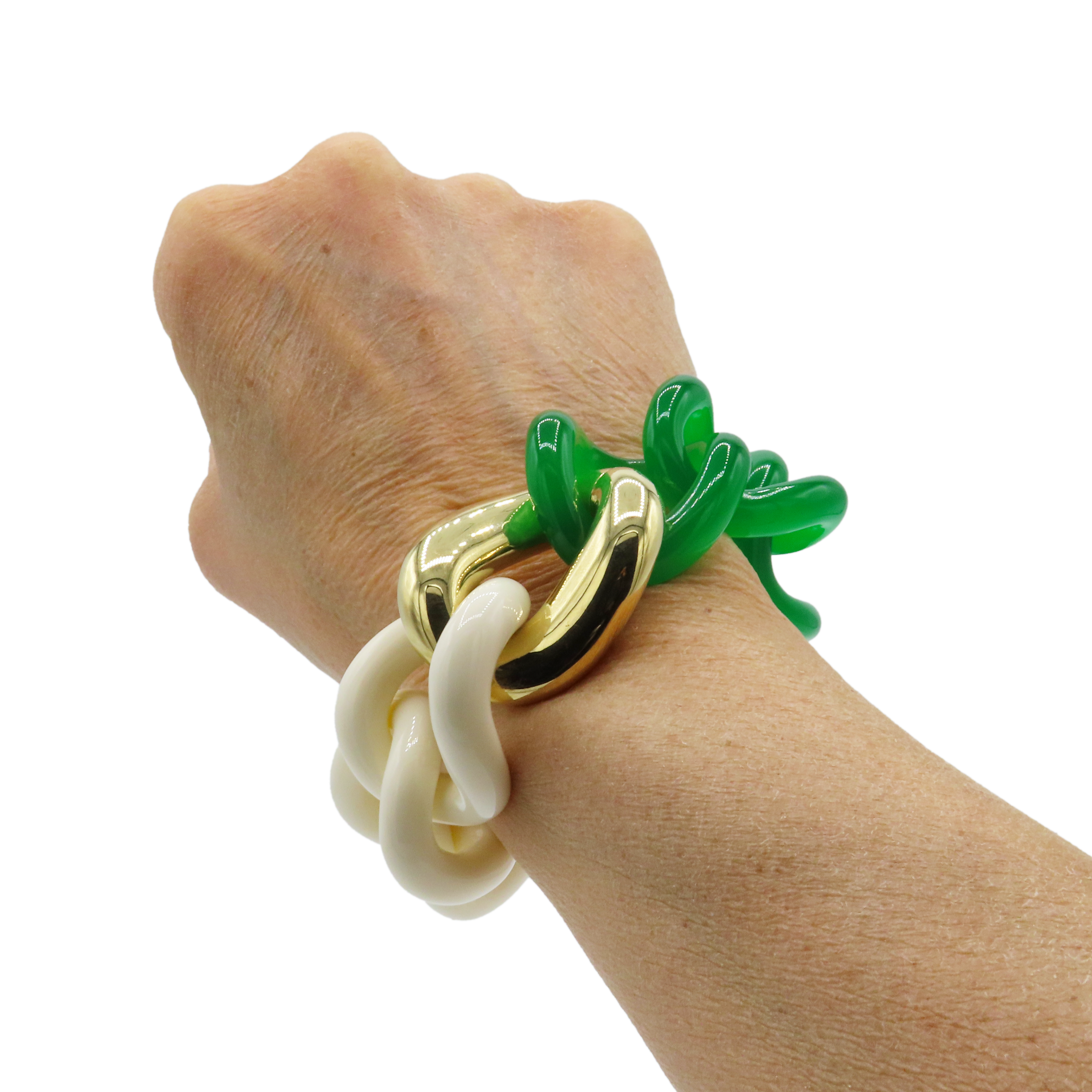Composite - White/Green - Gold plated