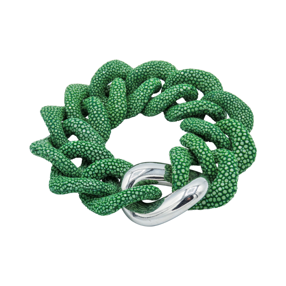 Galuchat - Jade green - Gold plated