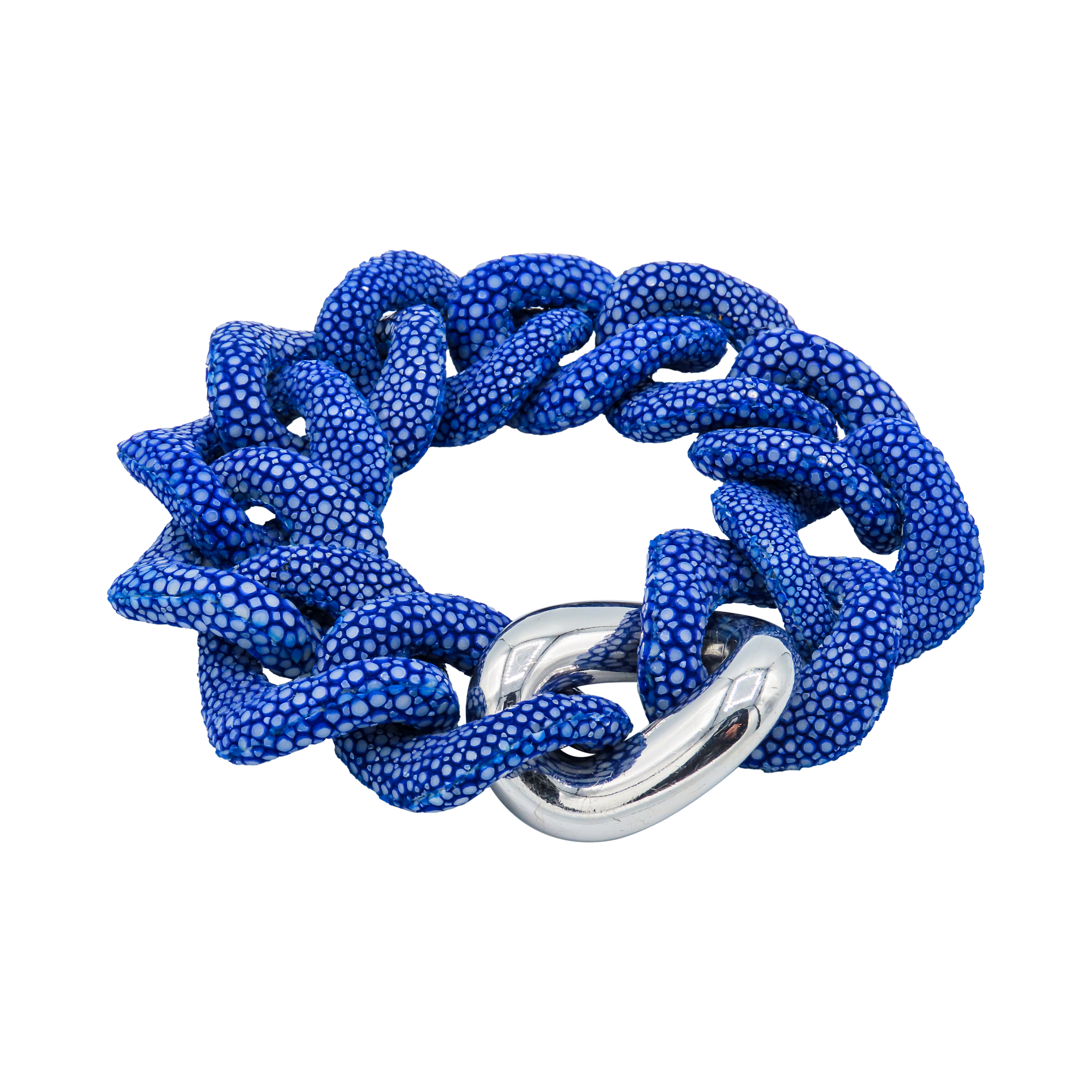 Galuchat - Royal blue - Gold plated