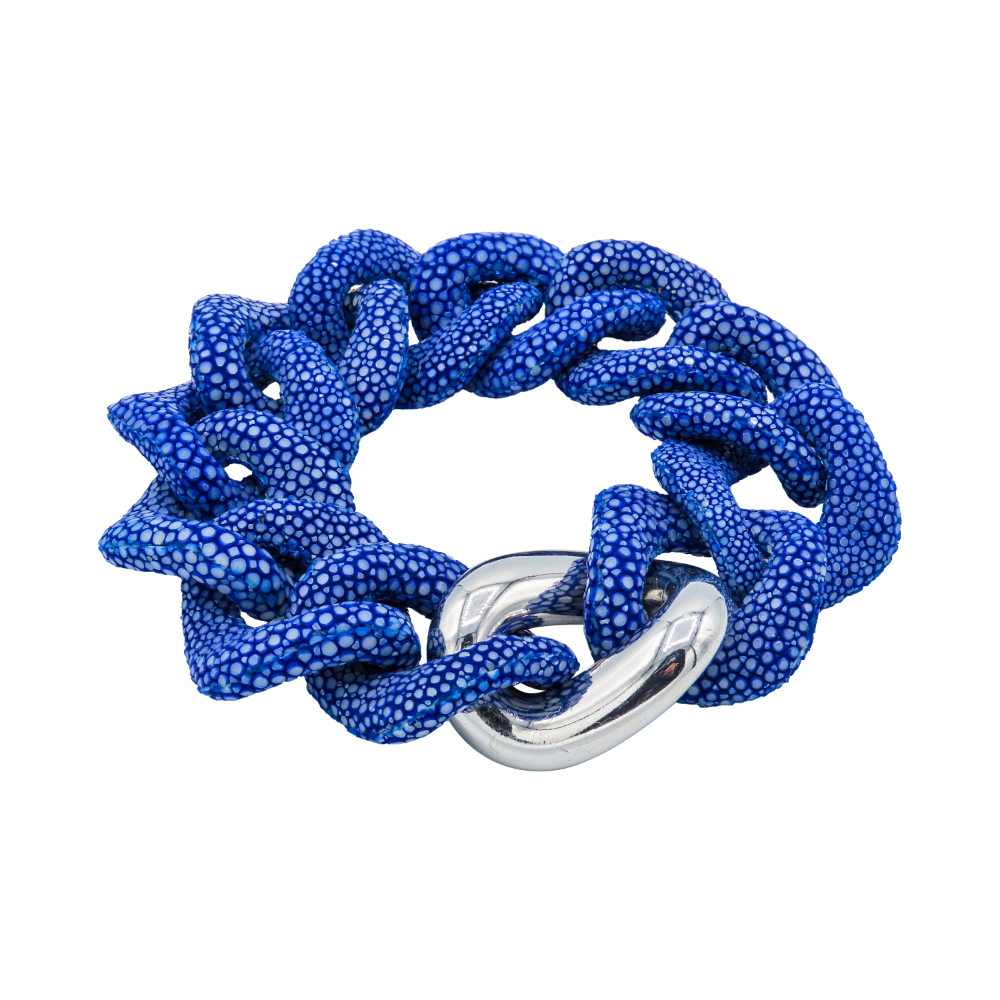 Galuchat - Royal blue - Gold plated